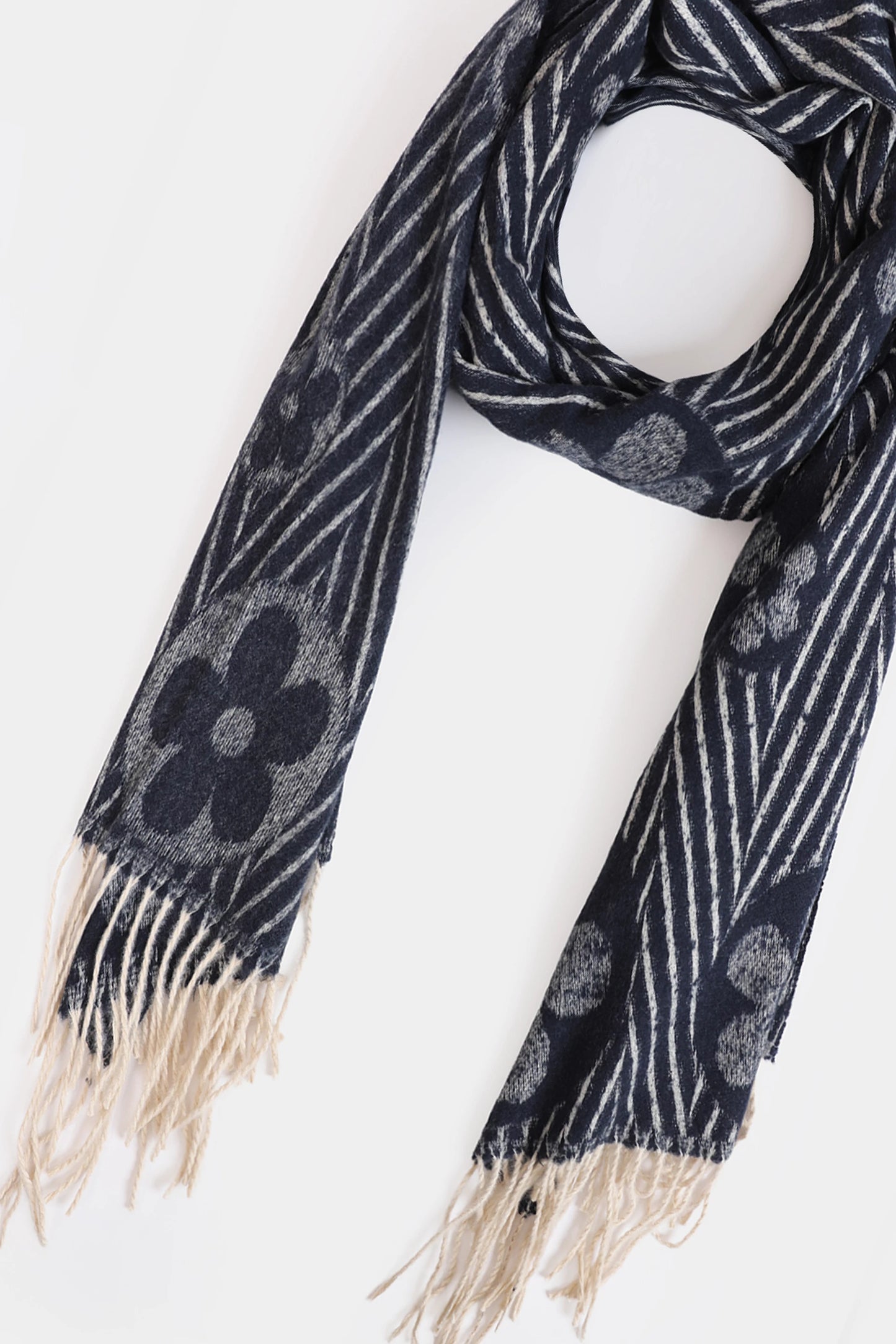 Contrast Striped Knit Shawl - Cougar Clothing