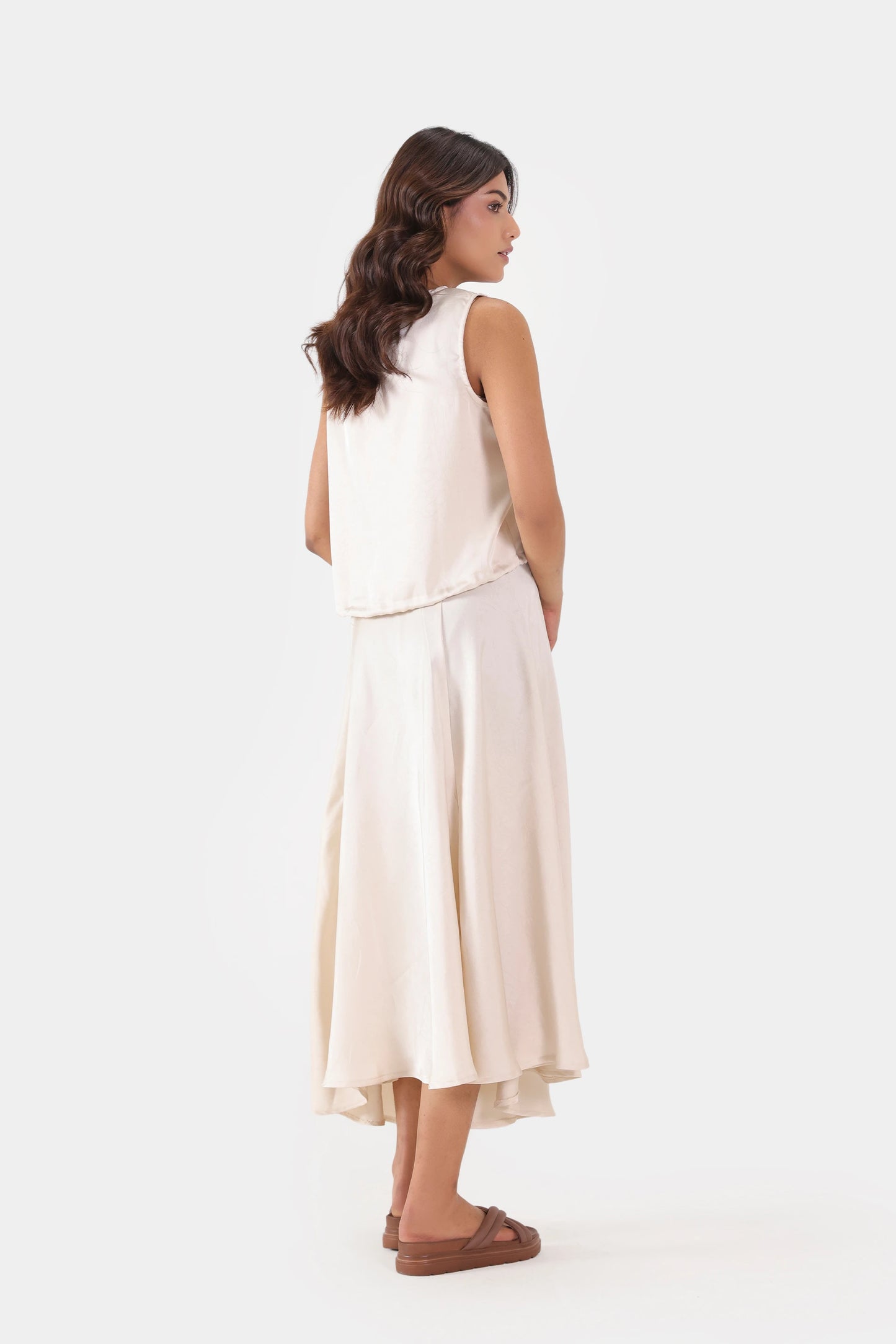 Satin Silk Midi Skirt - Cougar Clothing