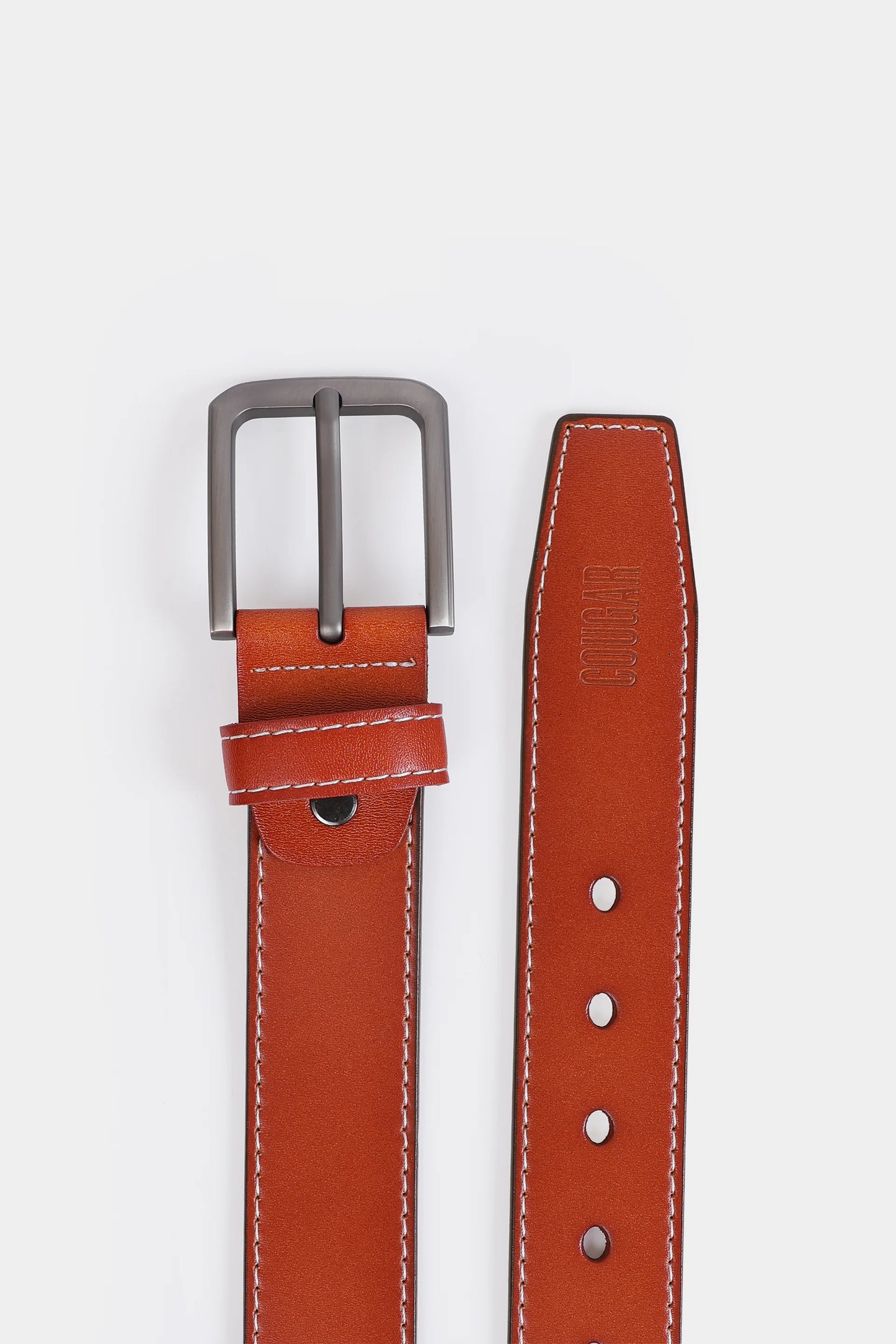 Leather Belt With Top Stitches - Cougar Clothing