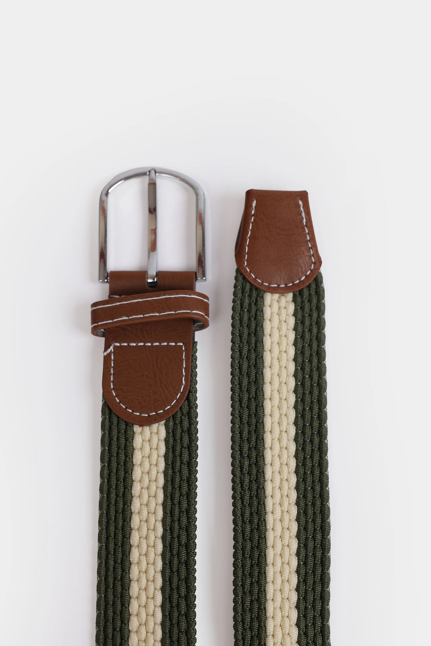 Braided Canvas Belt With Leather Trim - Cougar Clothing