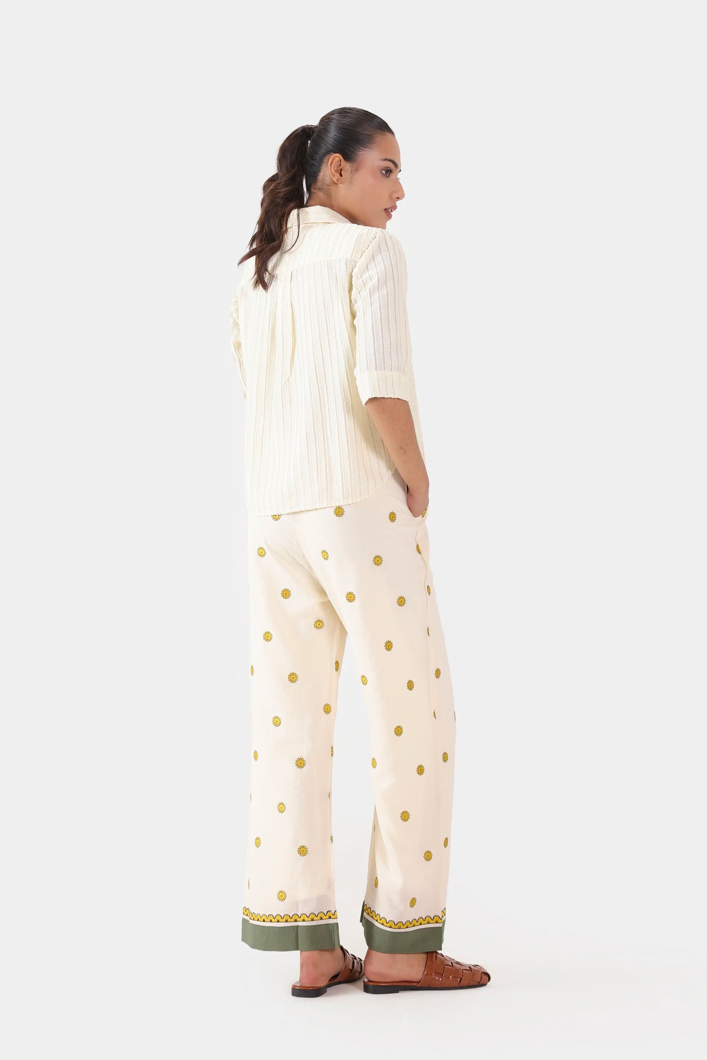 Embroidered Irish Cotton Trousers - Cougar Clothing