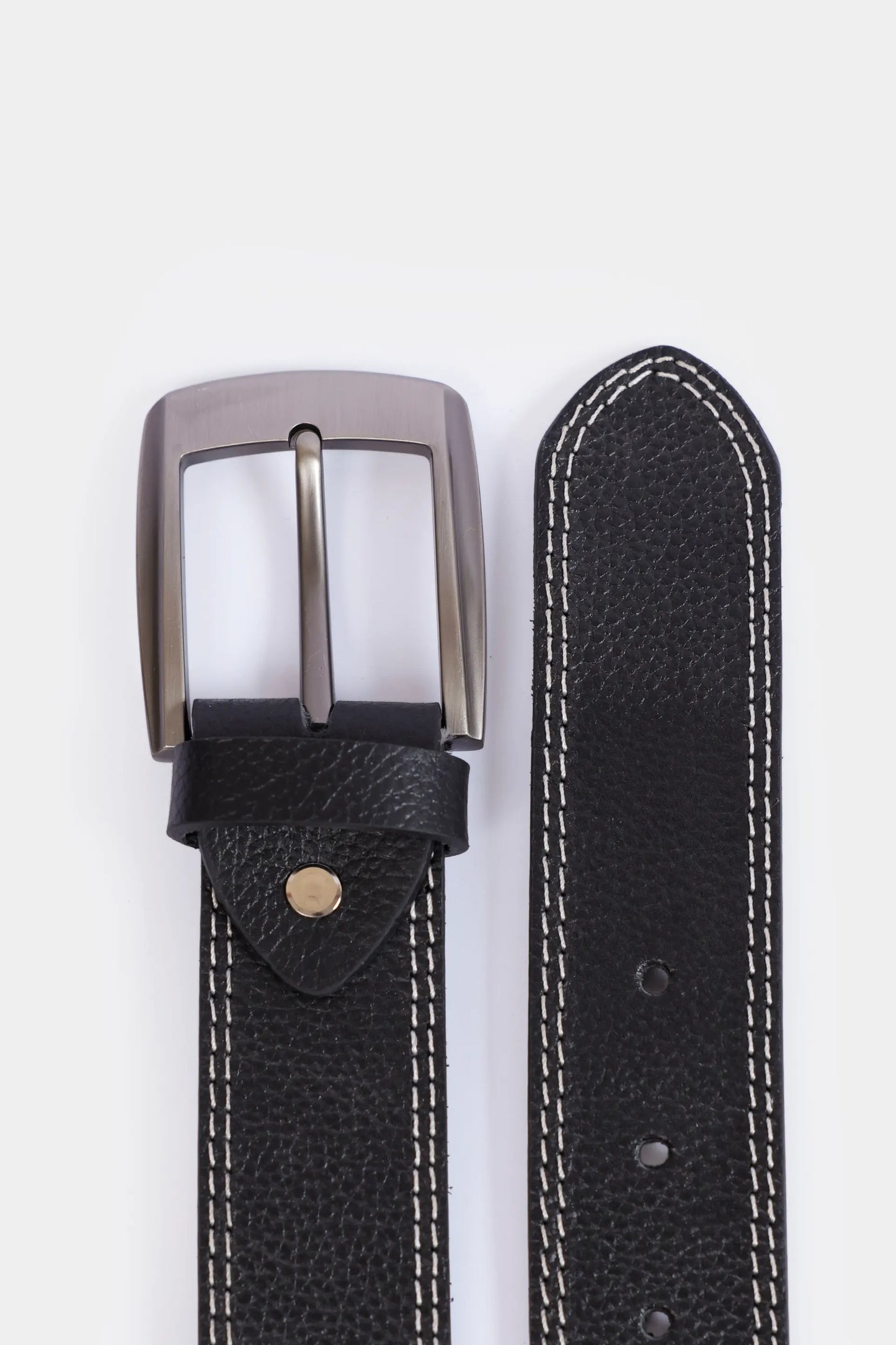 Contrast Stitch Leather Belt - Cougar Clothing