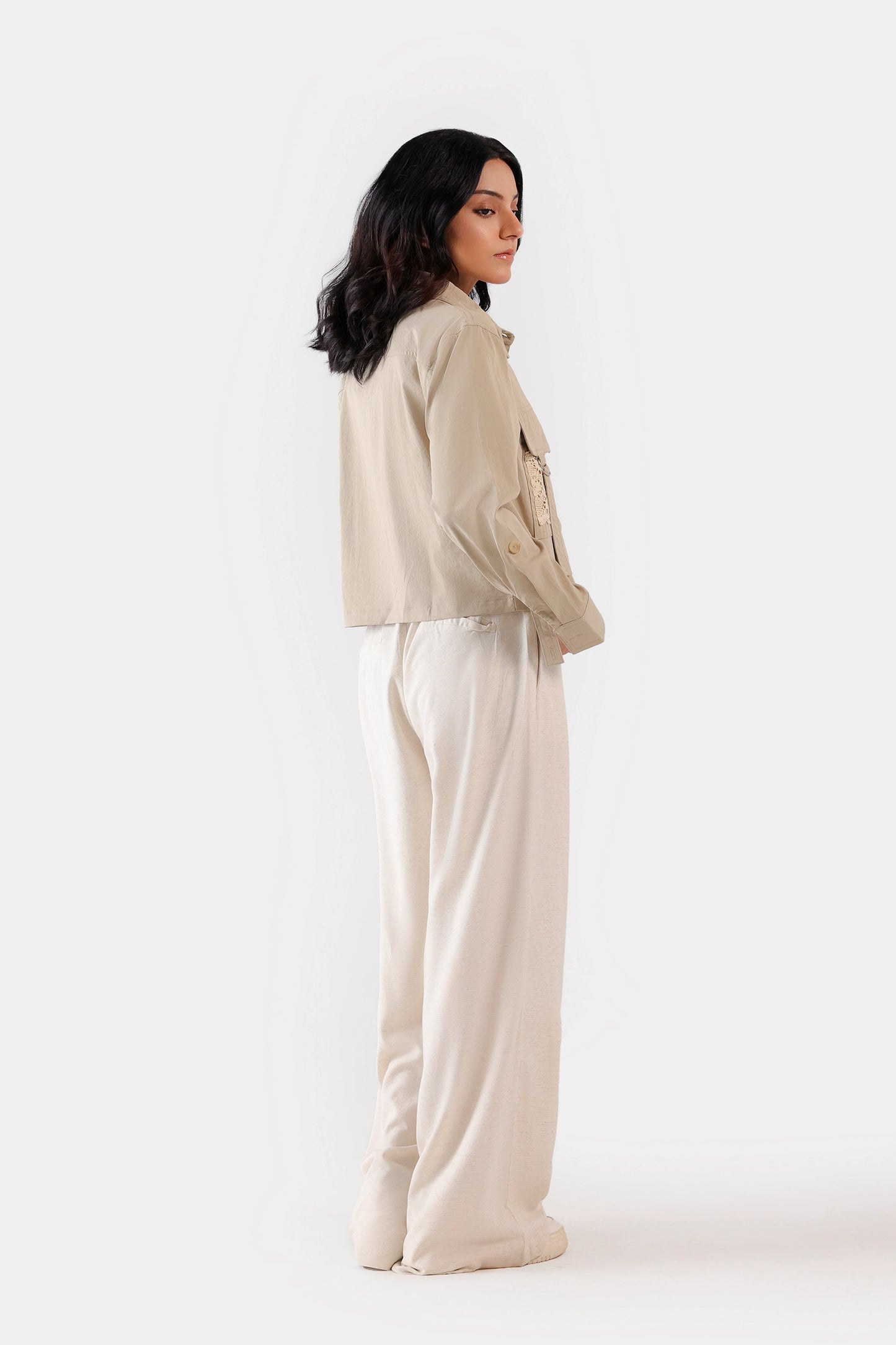 Cropped Shirt With Flap Pockets - Cougar Clothing