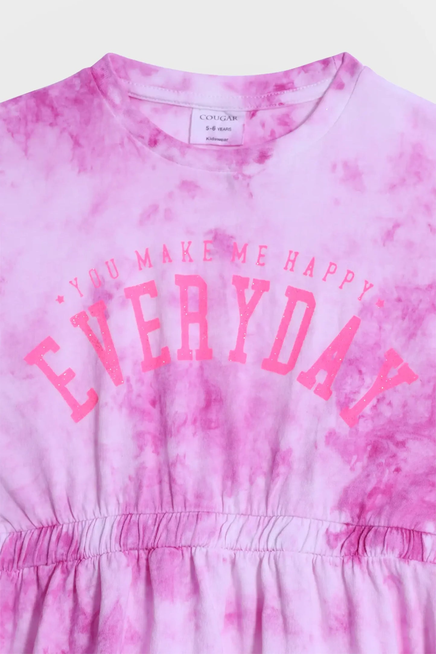 Tie-Dye Dress With Glitter Text - Cougar Clothing