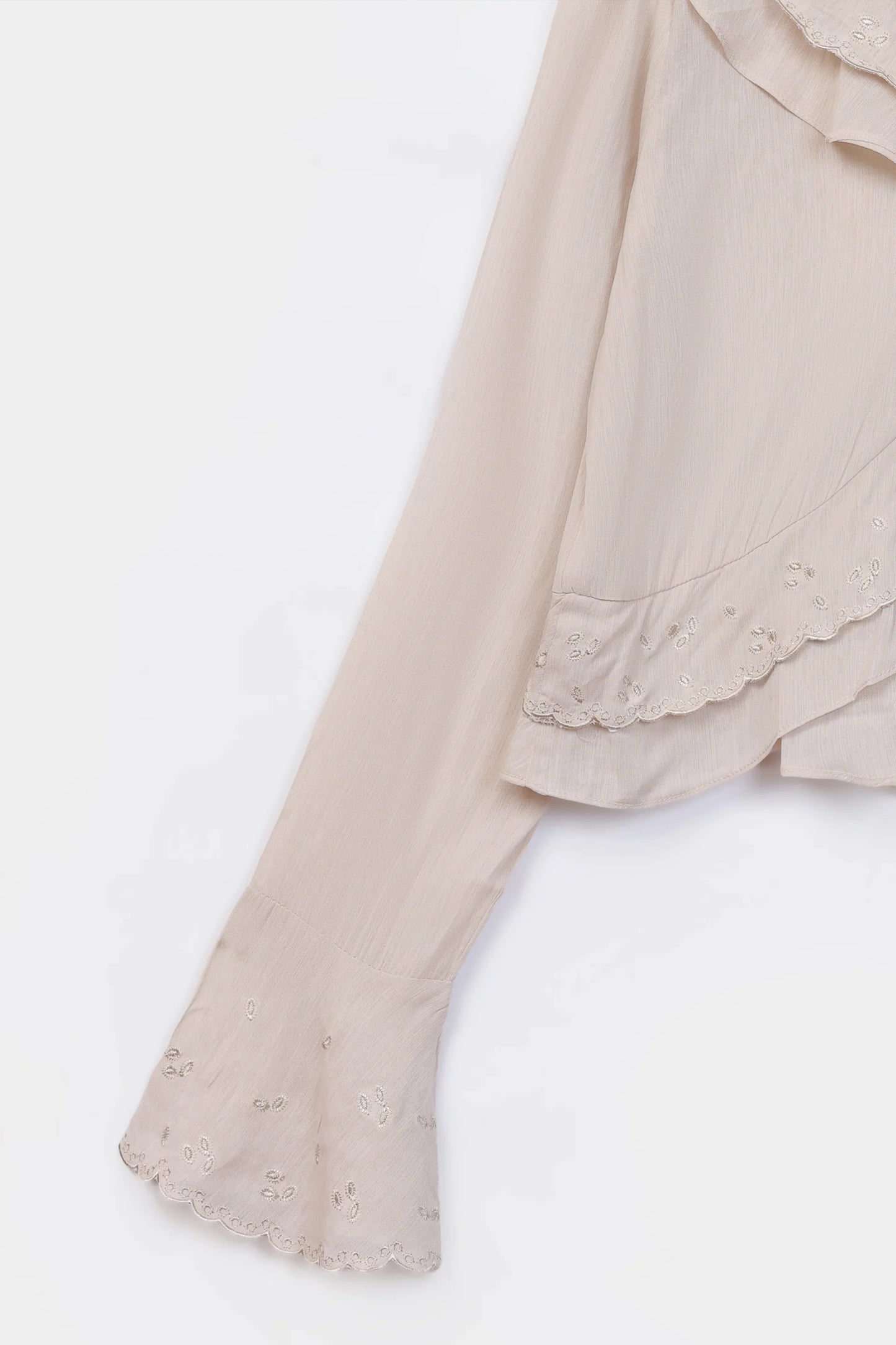 Ruffled Embroidered Blouse - Cougar Clothing