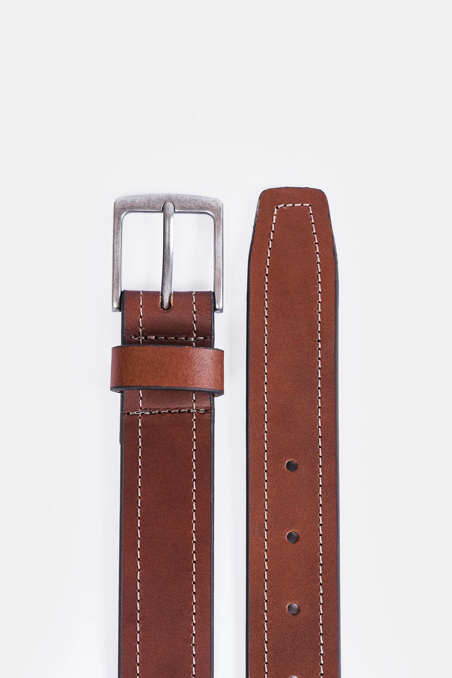 Contrast Stitch Leather Belt - Cougar Clothing