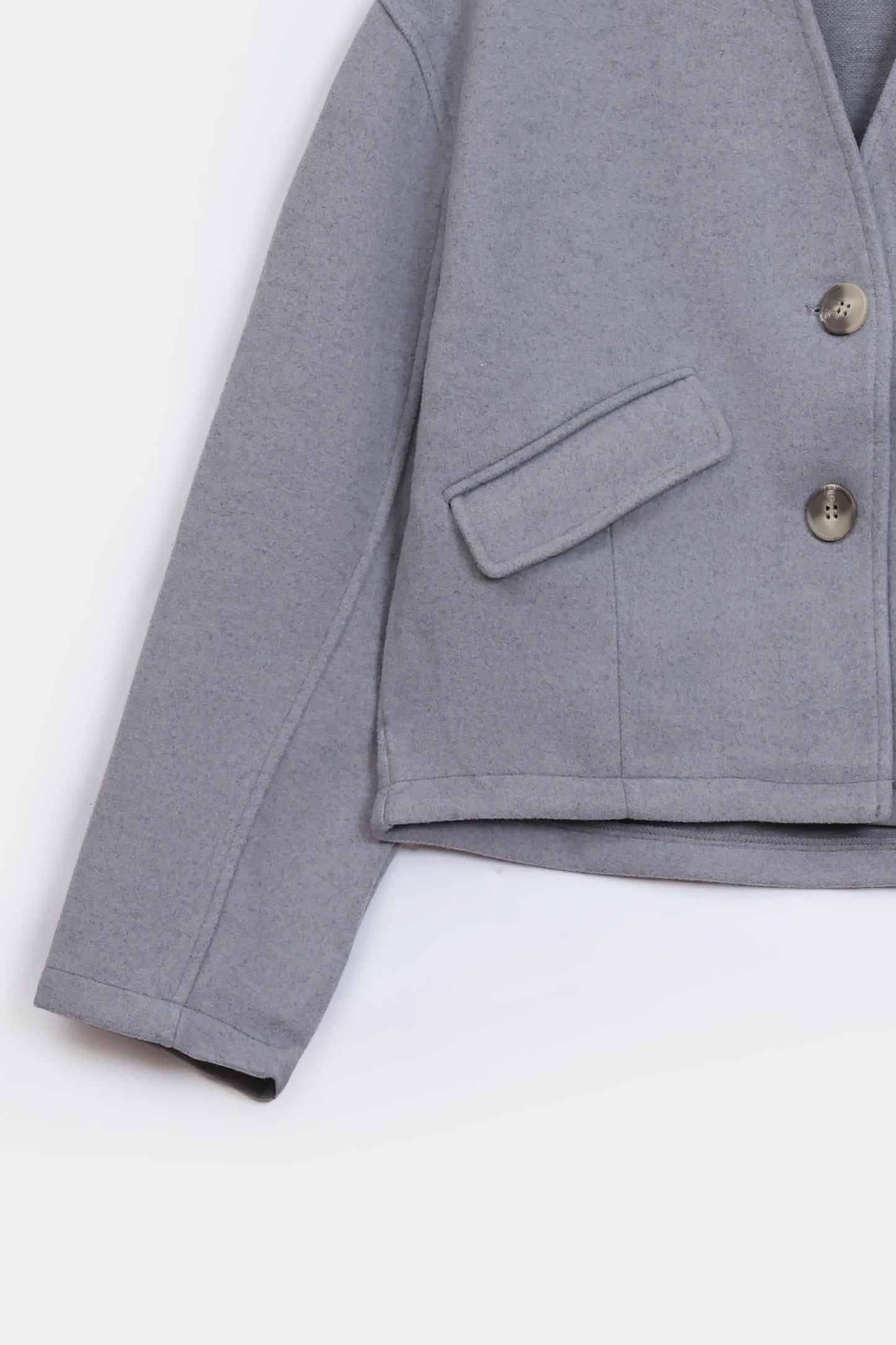 Wool Blend Faux Pocket Coat - Cougar Clothing