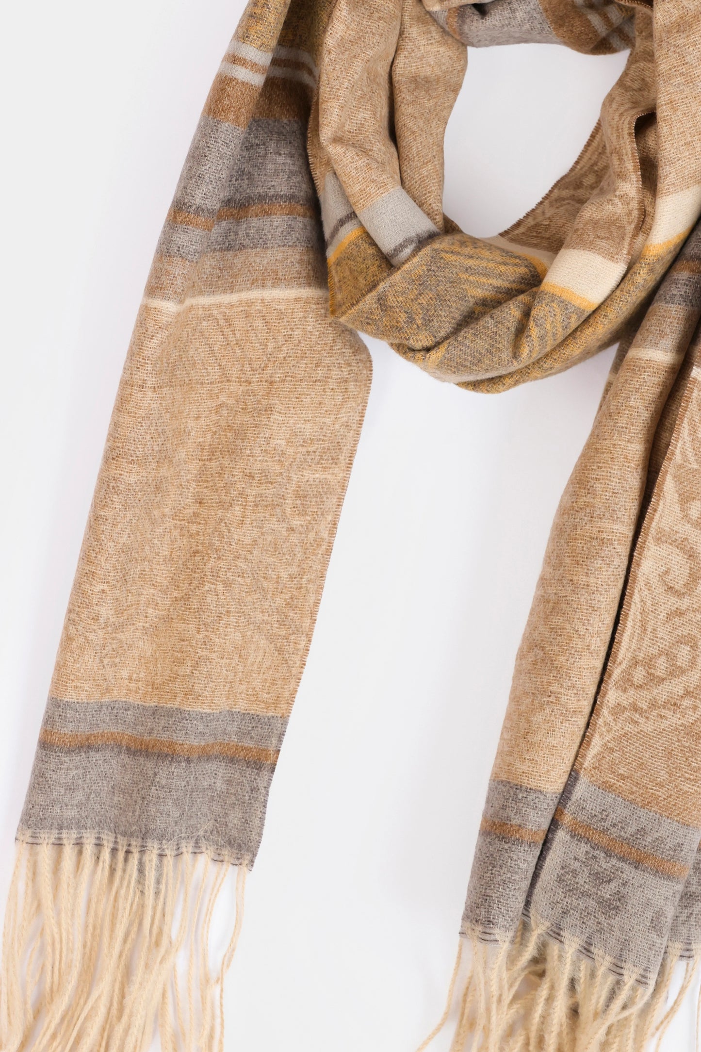 Patterned Shawl With Tonal Fringes - Cougar Clothing