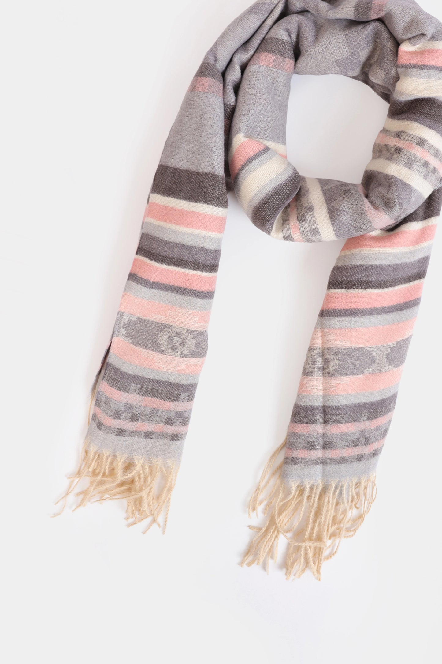 Horizontal Stripe Knit Shawl - Cougar Clothing