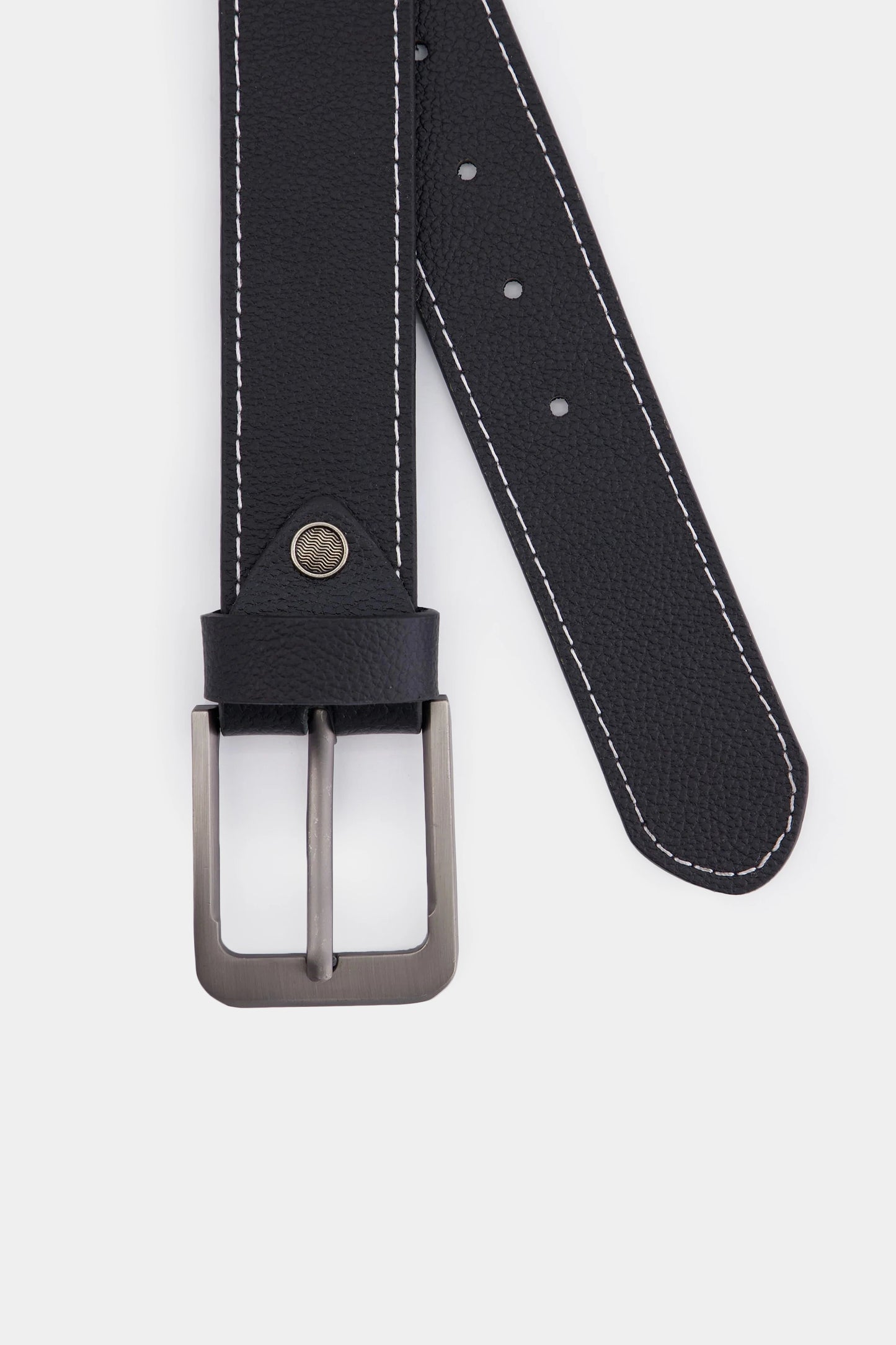 Leather Belt With Side Stitches - Cougar Clothing