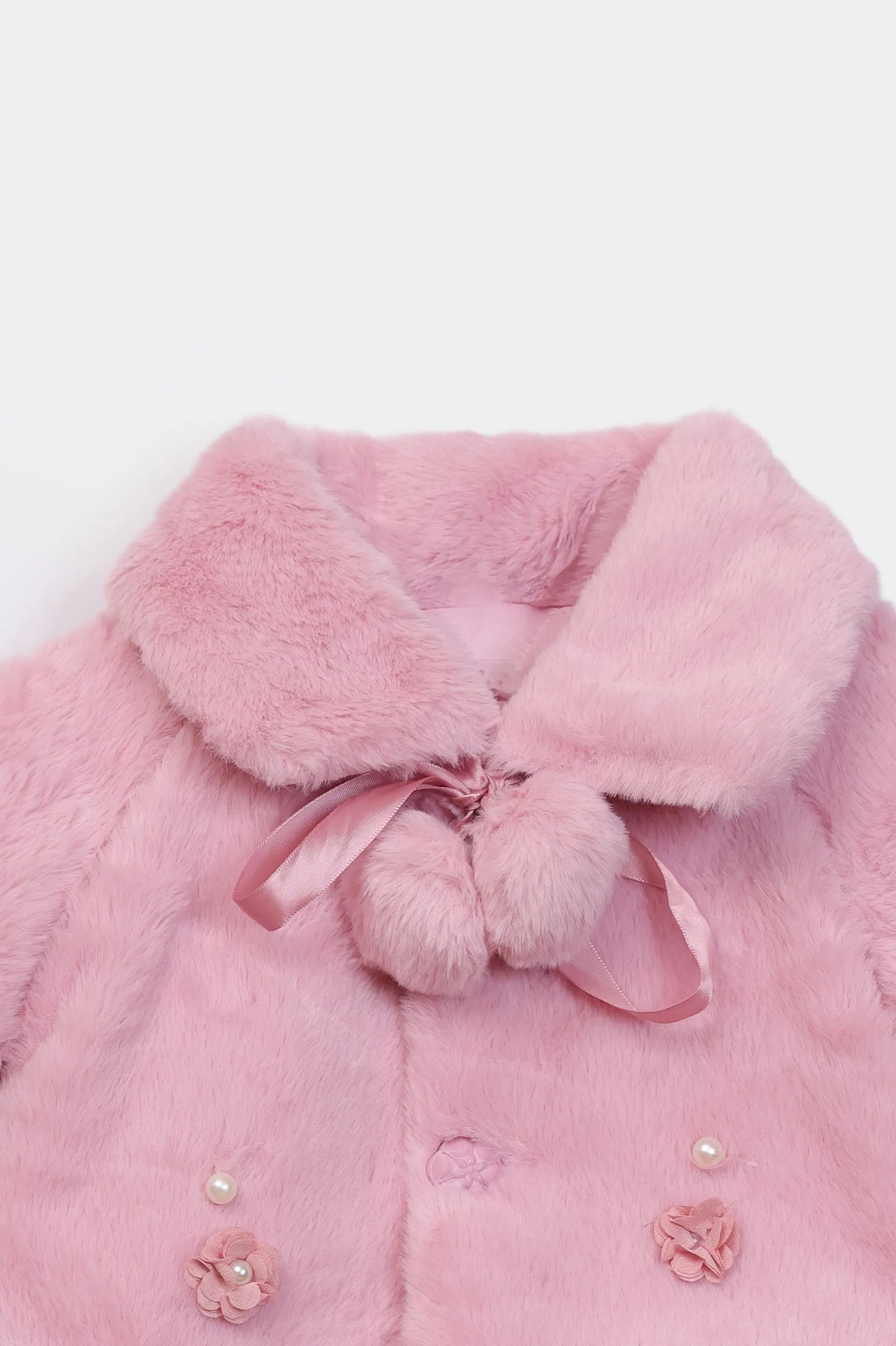 Floral Adorned Plush Jacket - Cougar Clothing