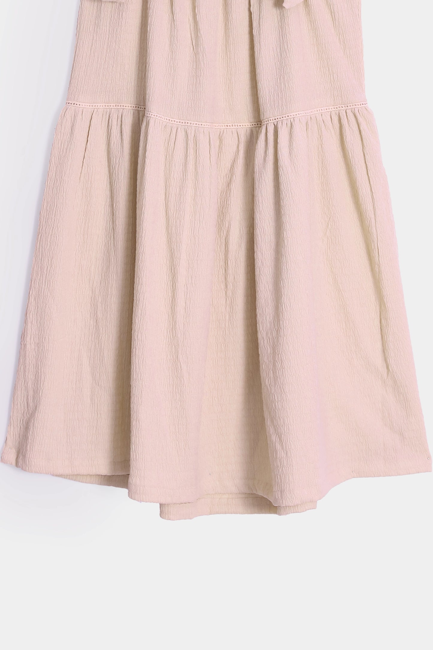 Textured Dress With Bowknots - Cougar Clothing
