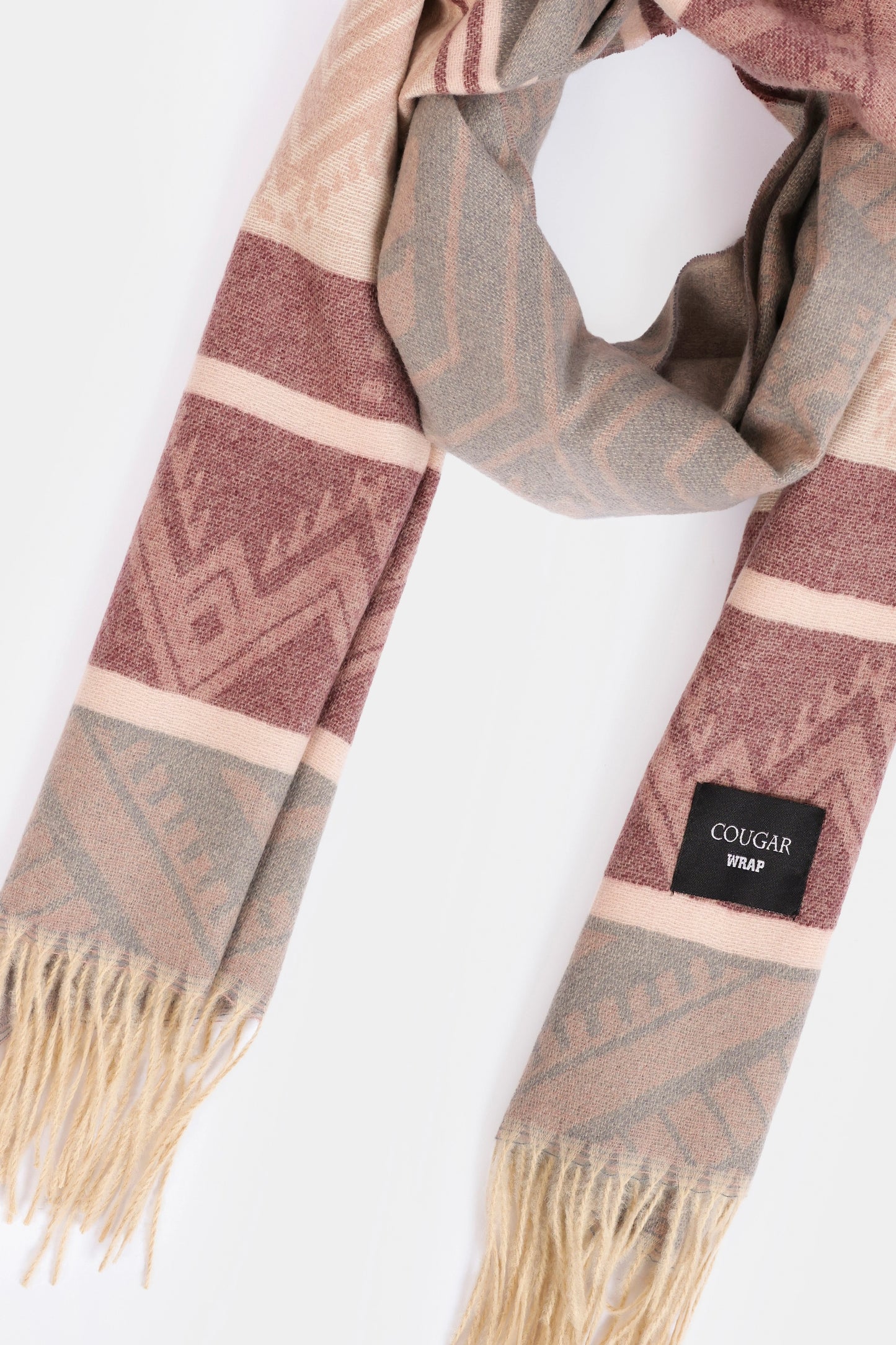 Geometric Pattern Knitted Shawl - Cougar Clothing