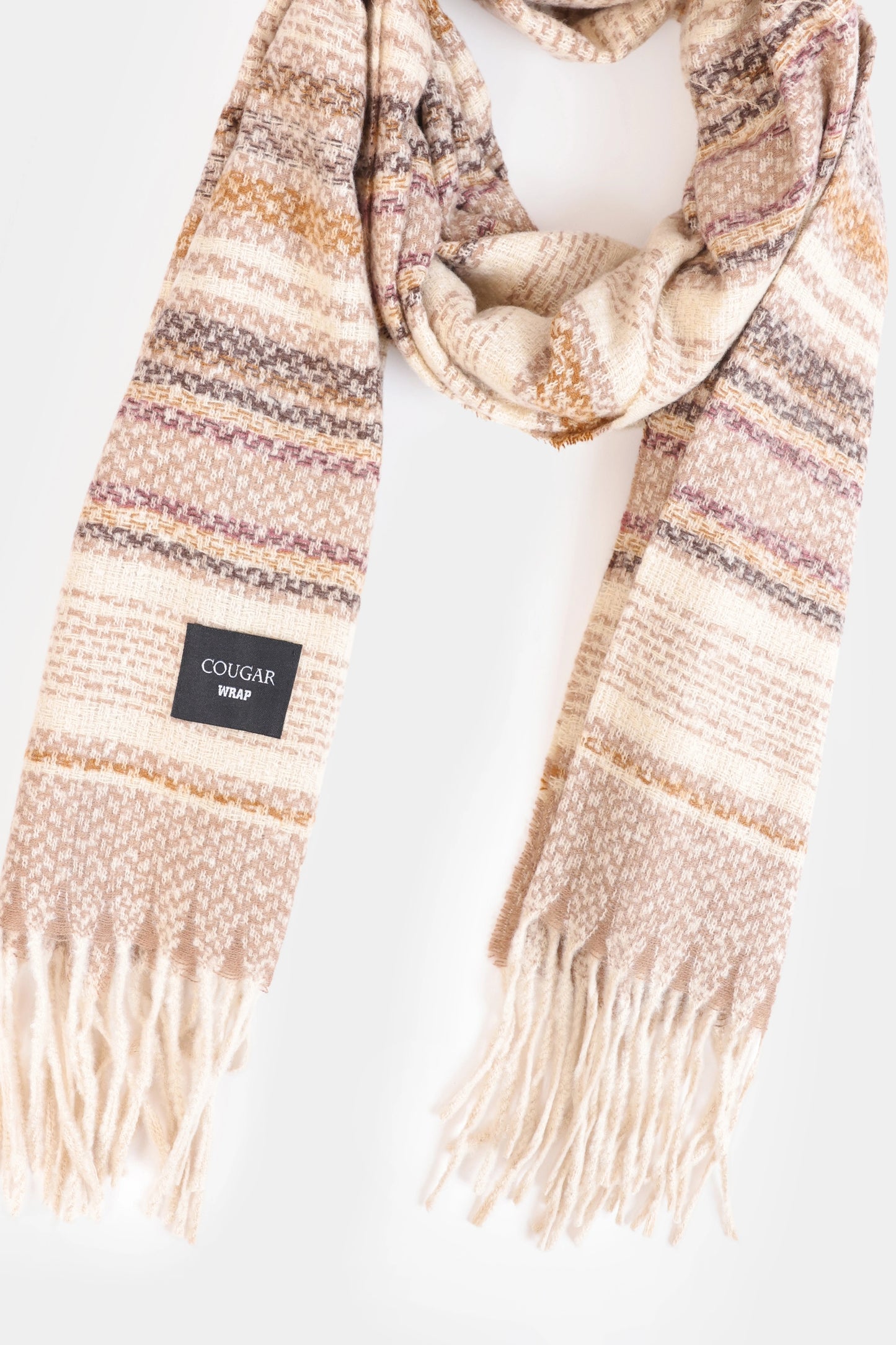 Contrast Striped Knitted Shawl - Cougar Clothing