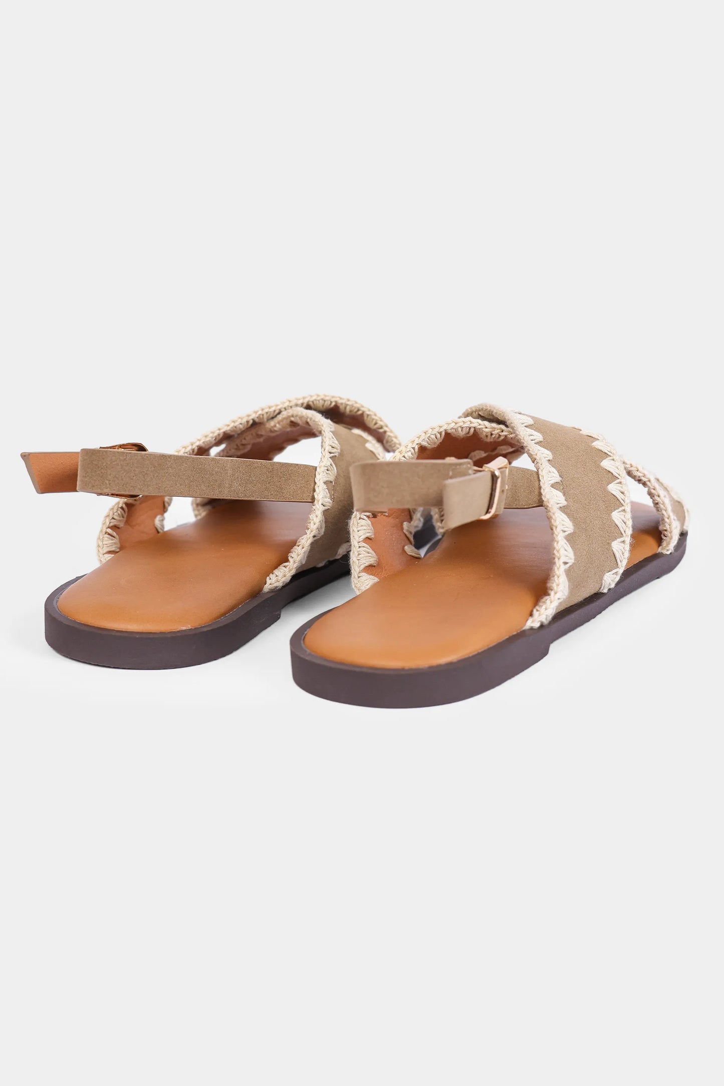 Trimmed Sandals With Crossover Straps - Cougar Clothing
