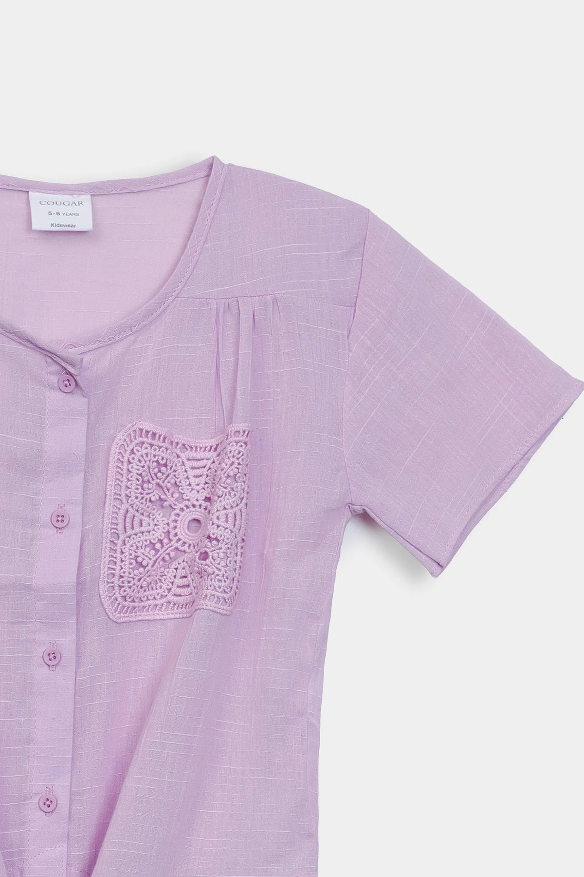 Front Tie Top With Crochet Pocket - Cougar Clothing