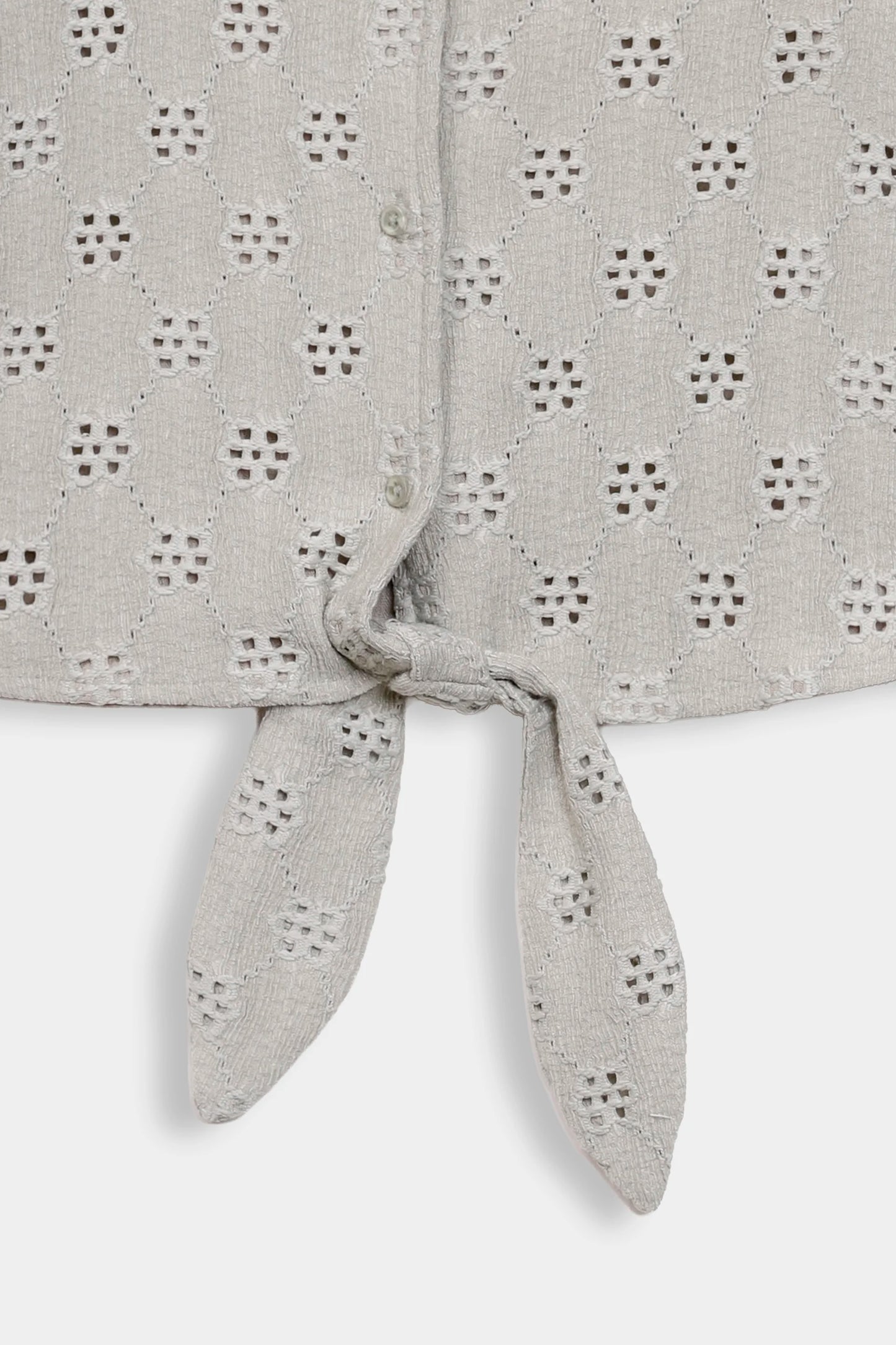 Tie-Front Schiffli Net Shirt - Cougar Clothing
