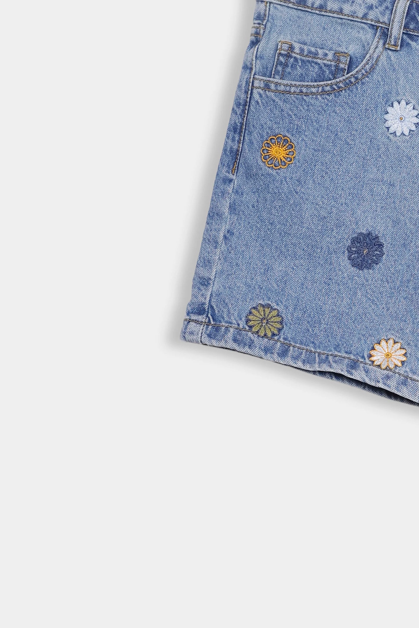 Embroidered Denim Shorts - Cougar Clothing