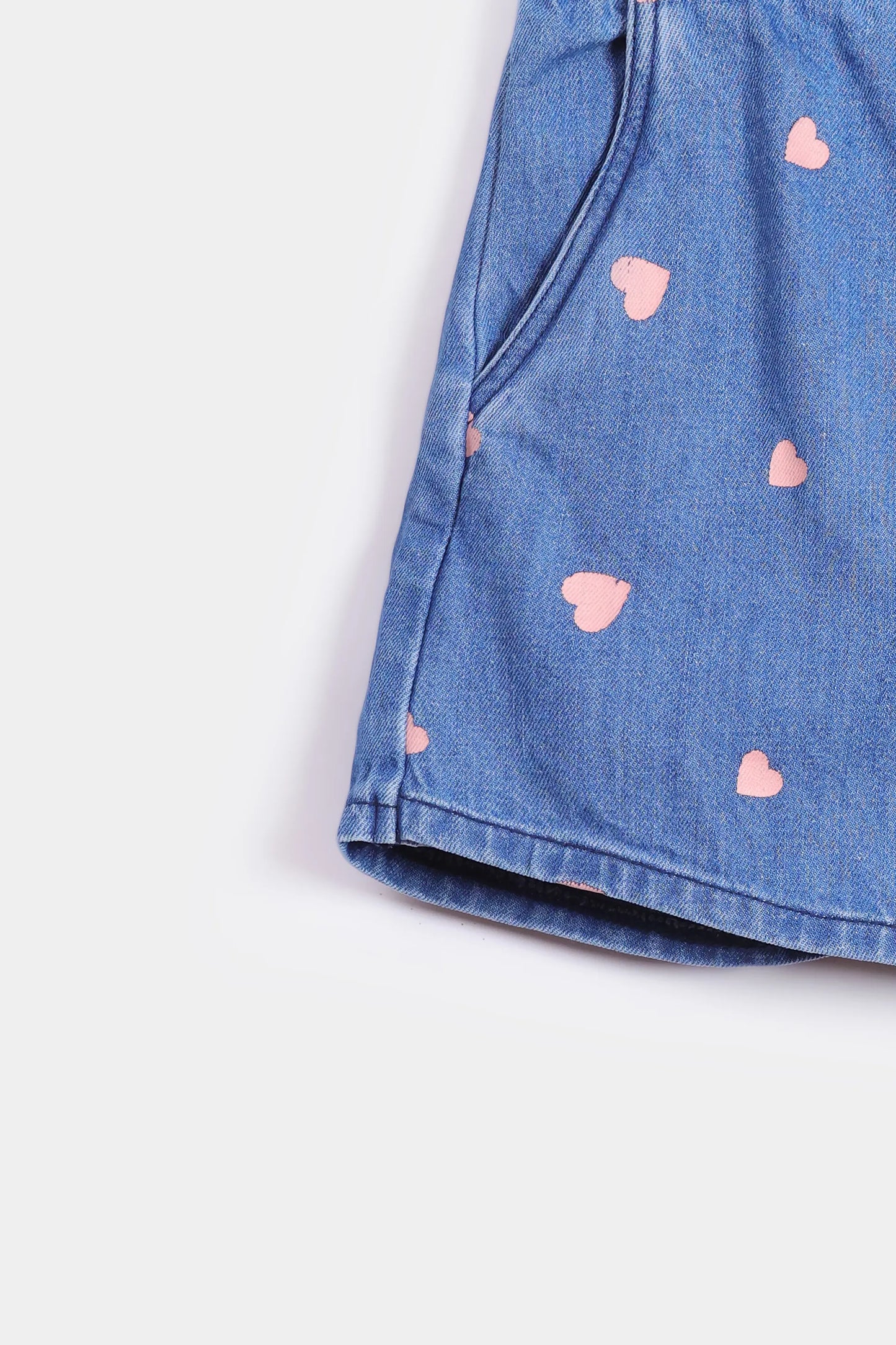 Heart Printed Denim Short - Cougar Clothing
