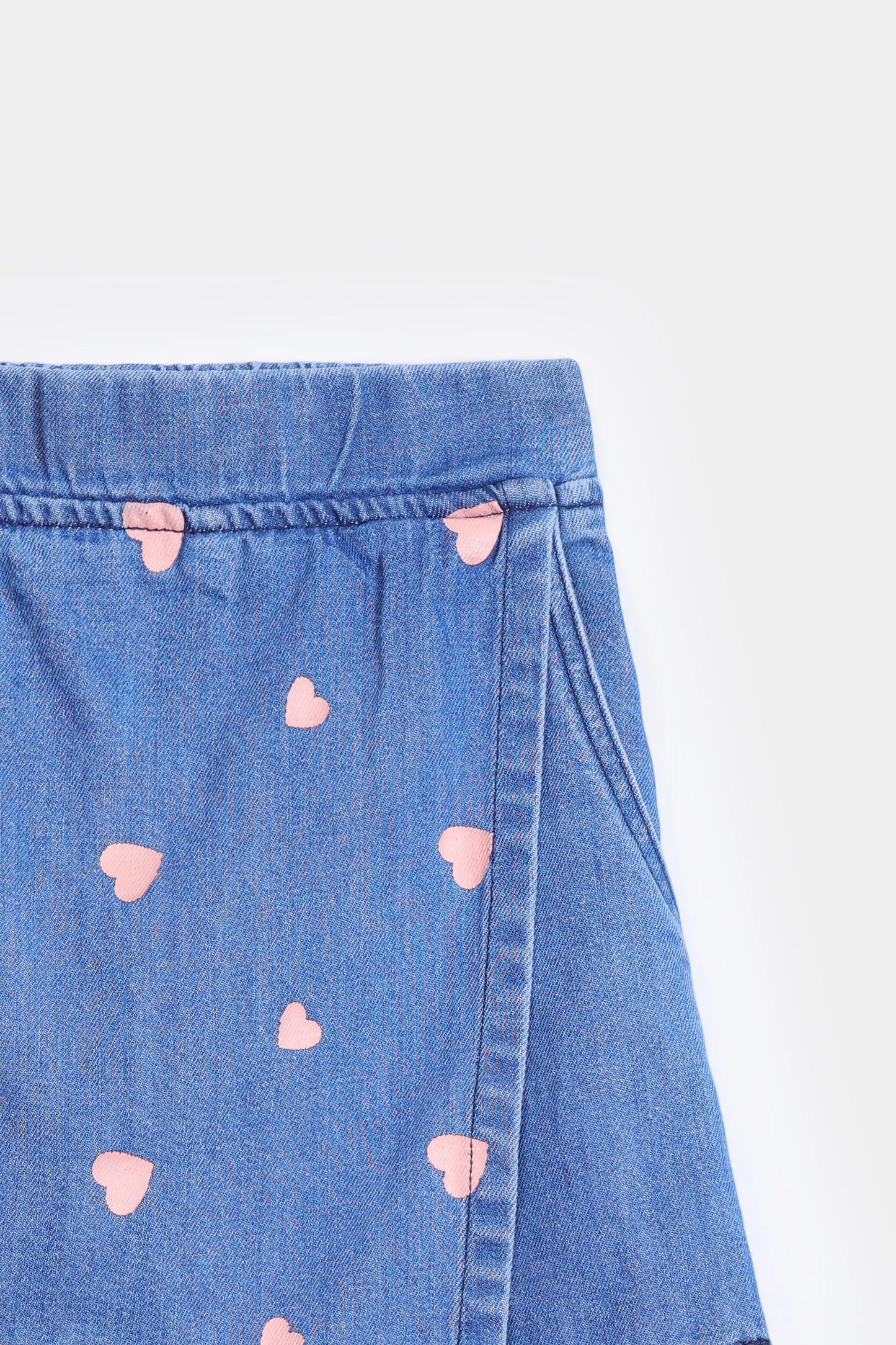 Heart Printed Denim Skirt - Cougar Clothing