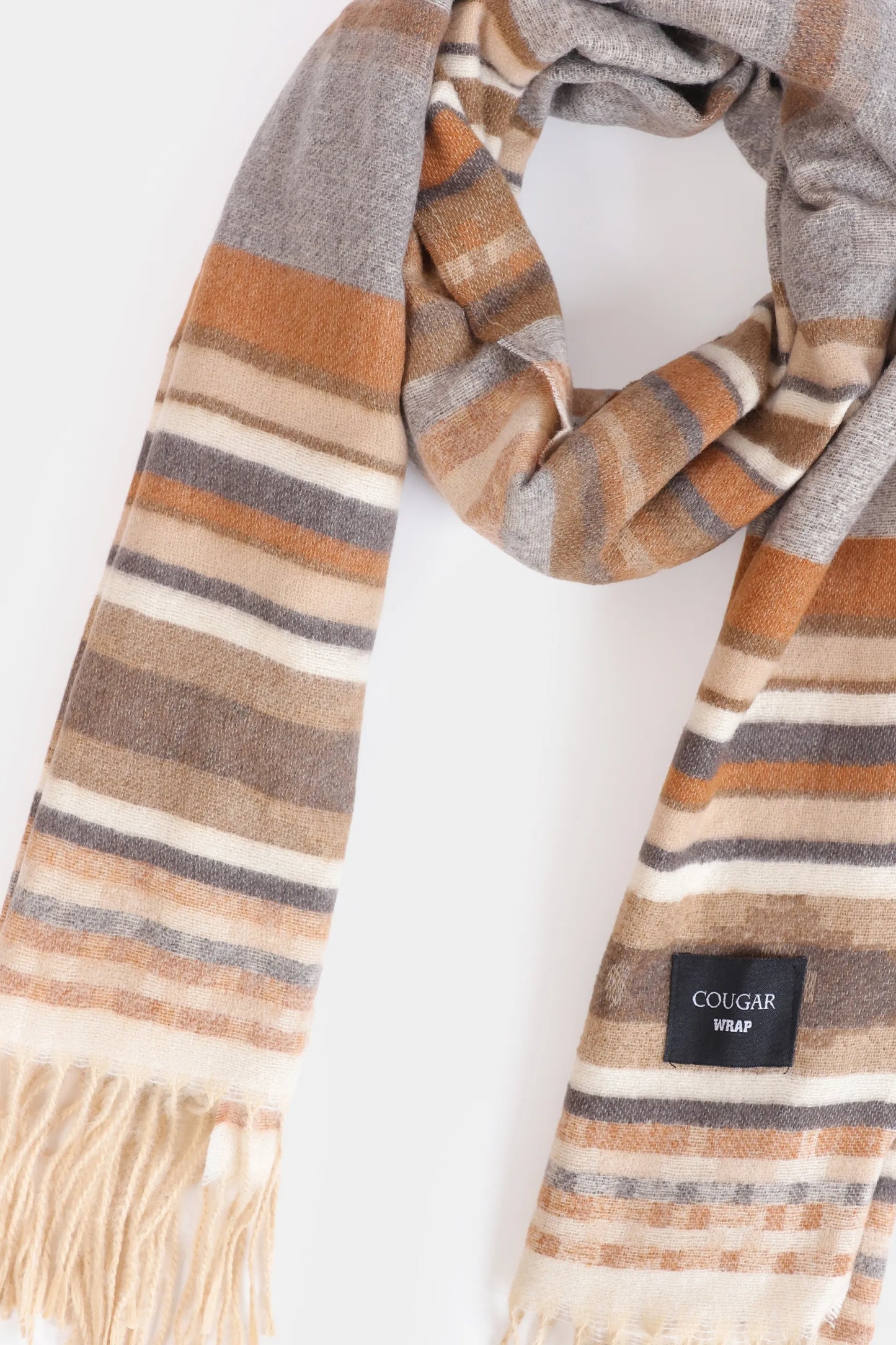 Horizontal Stripe Knit Shawl - Cougar Clothing