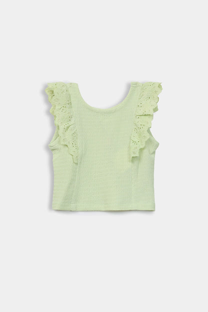 Textured Top With Lace Trims - Cougar Clothing