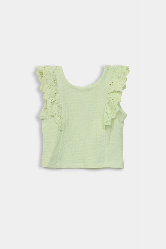 Textured Top With Lace Trims - Cougar Clothing