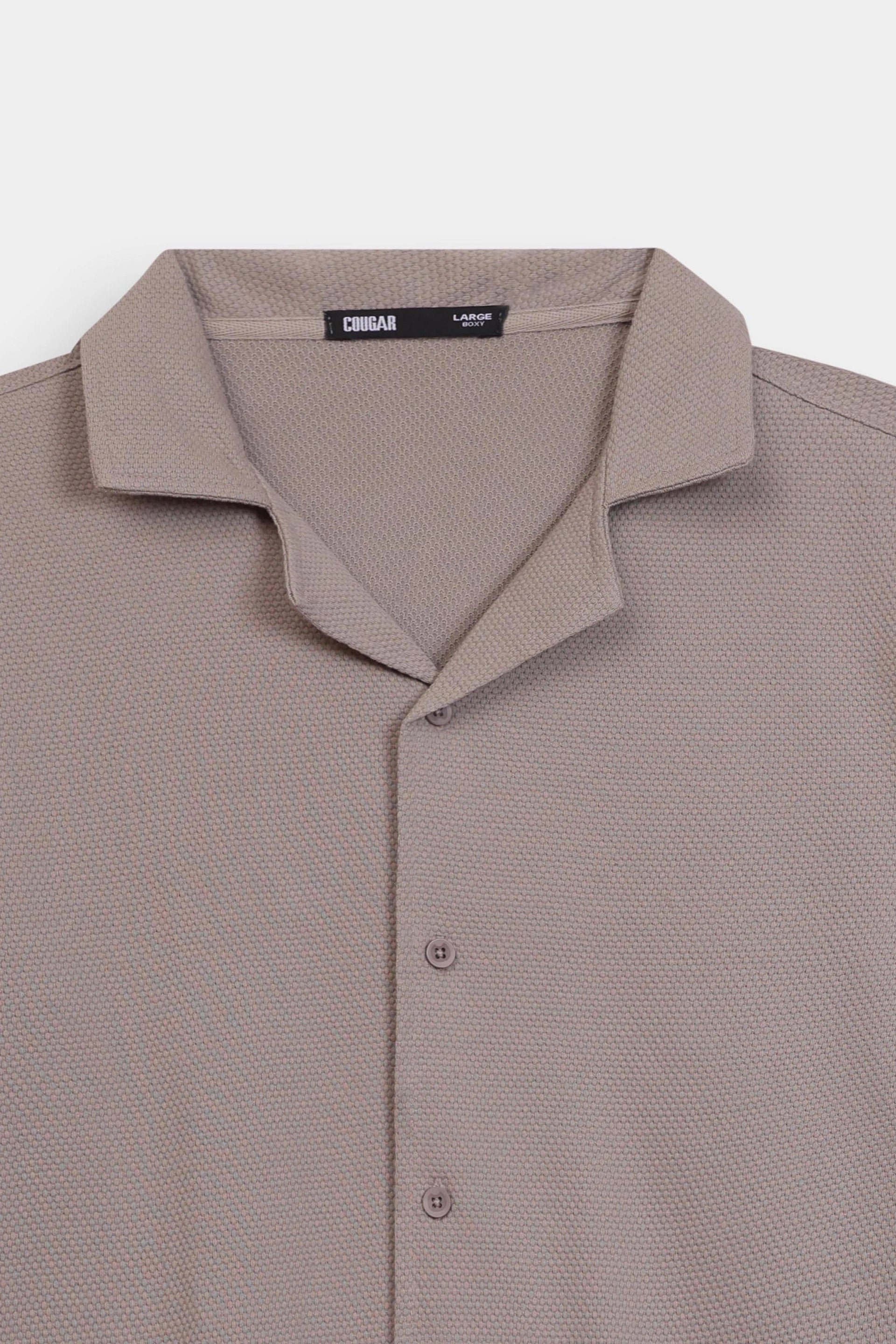 Popcorn Knit Boxy Shirt - Cougar Clothing