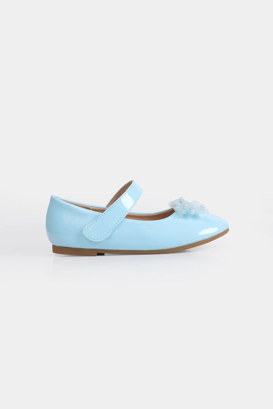 Glossy Ballet Flats With Bow-Detail - Cougar Clothing