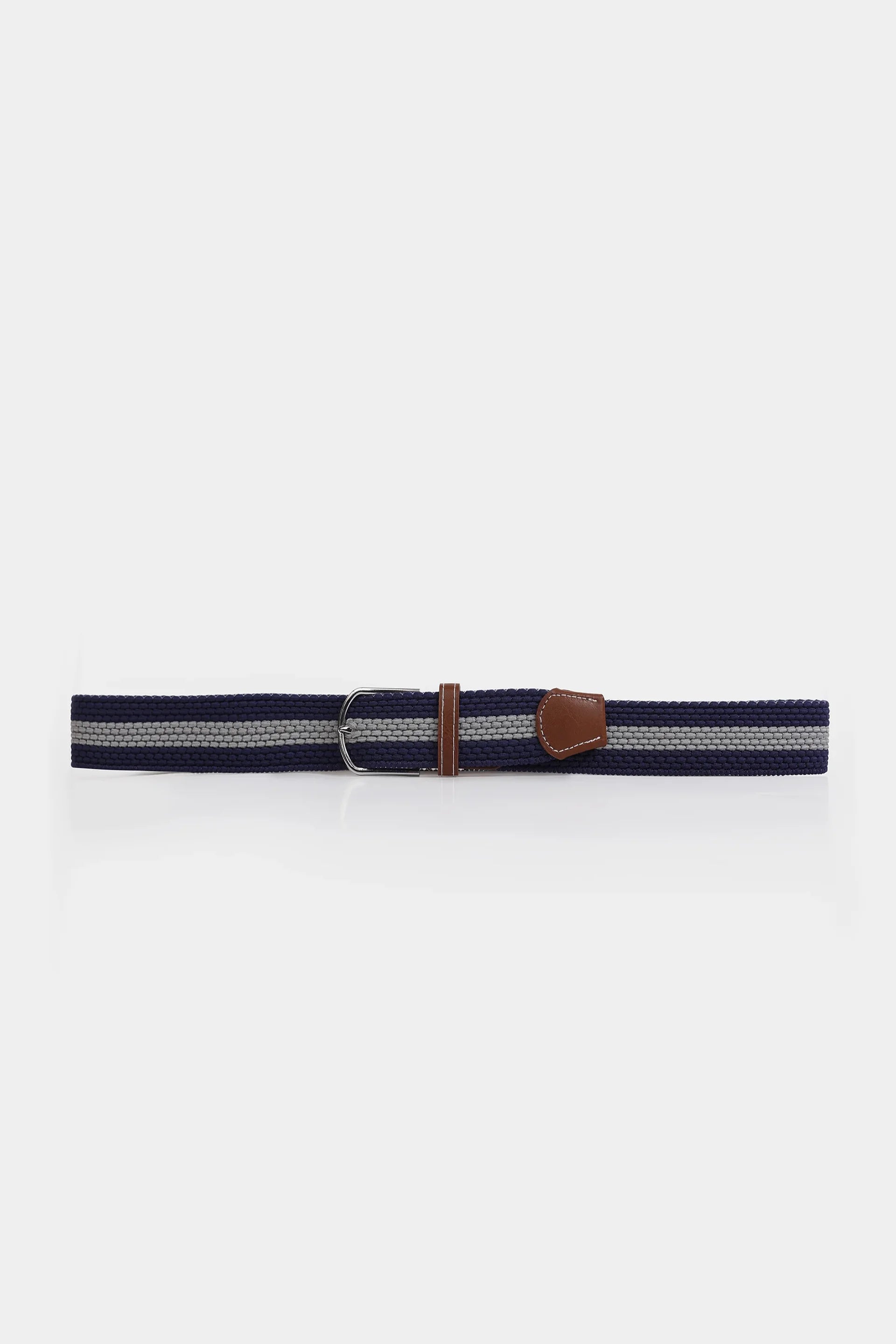 Braided Canvas Belt With Leather Trim - Cougar Clothing