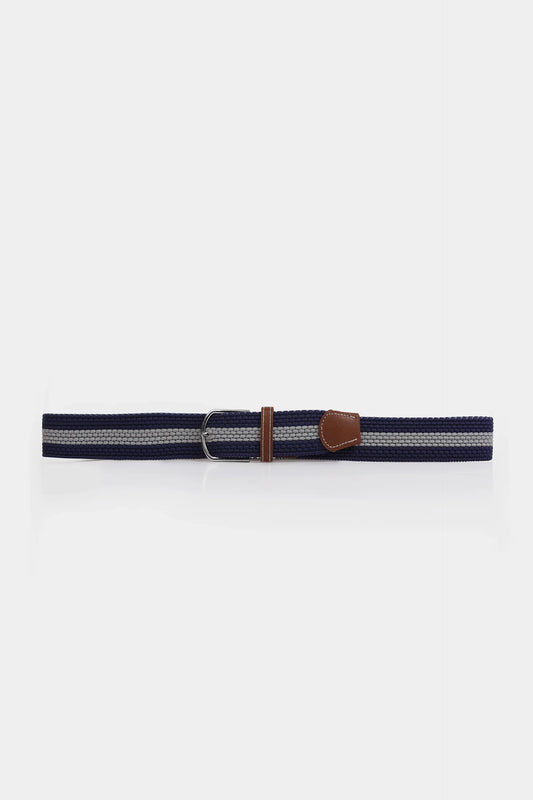 Braided Canvas Belt With Leather Trim - Cougar Clothing