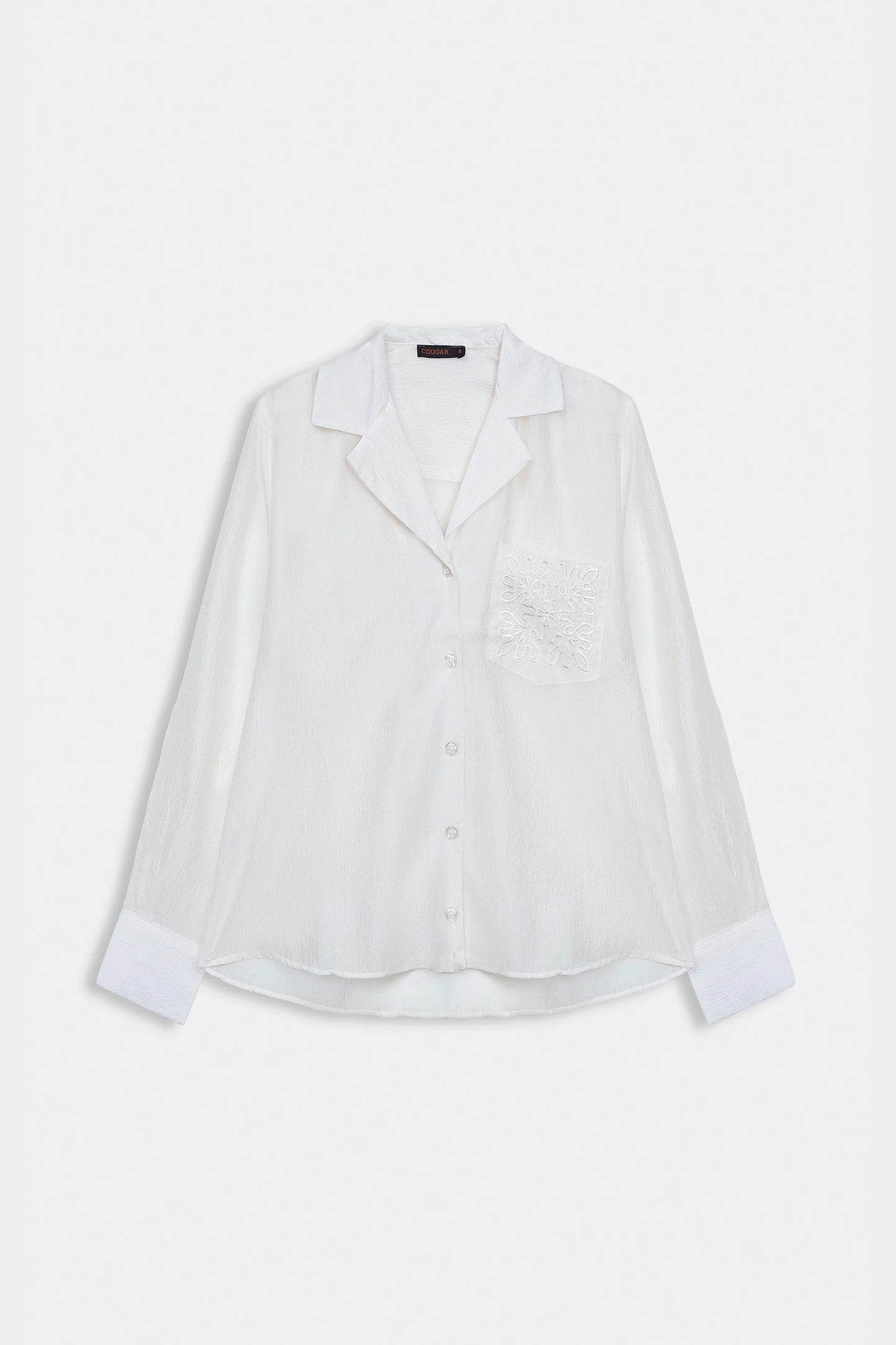 Sheer Shirt With Embroidered Pocket - Cougar Clothing