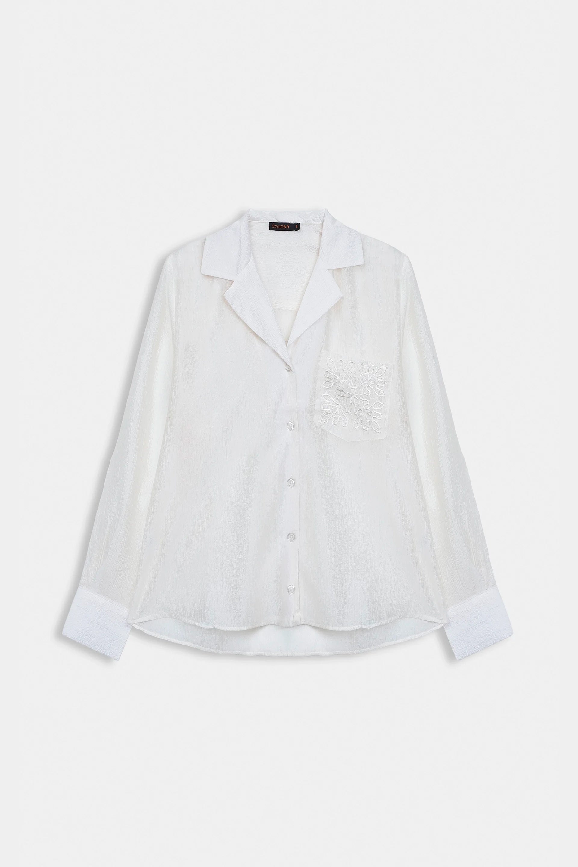 Sheer Shirt With Embroidered Pocket - Cougar Clothing