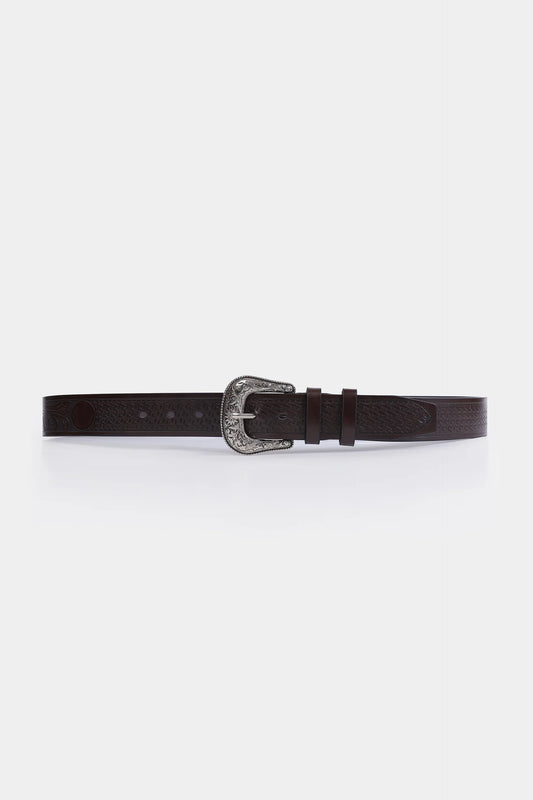 Embossed Buckle Textured Belt - Cougar Clothing