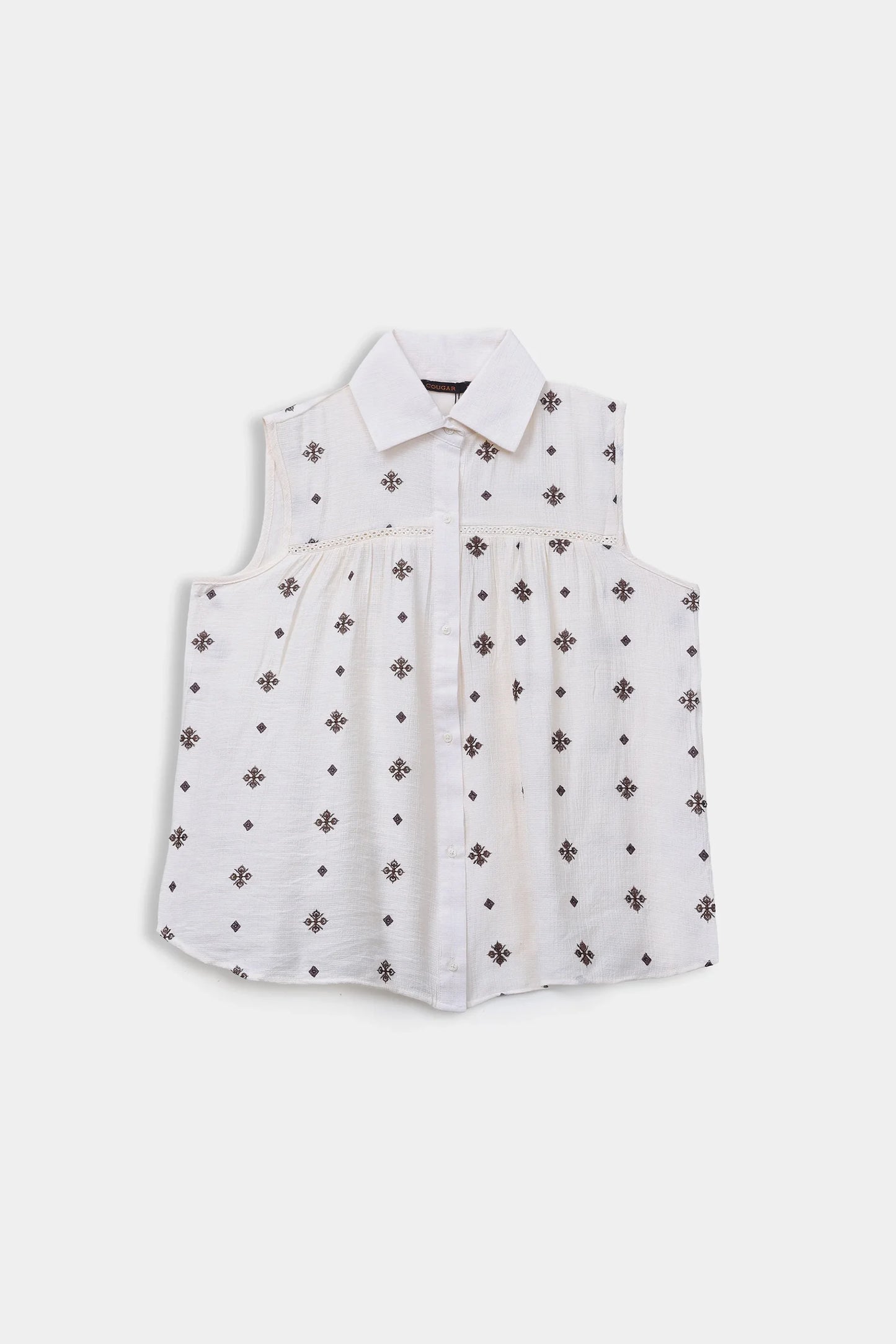 Sleeveless Embroidered Top - Cougar Clothing