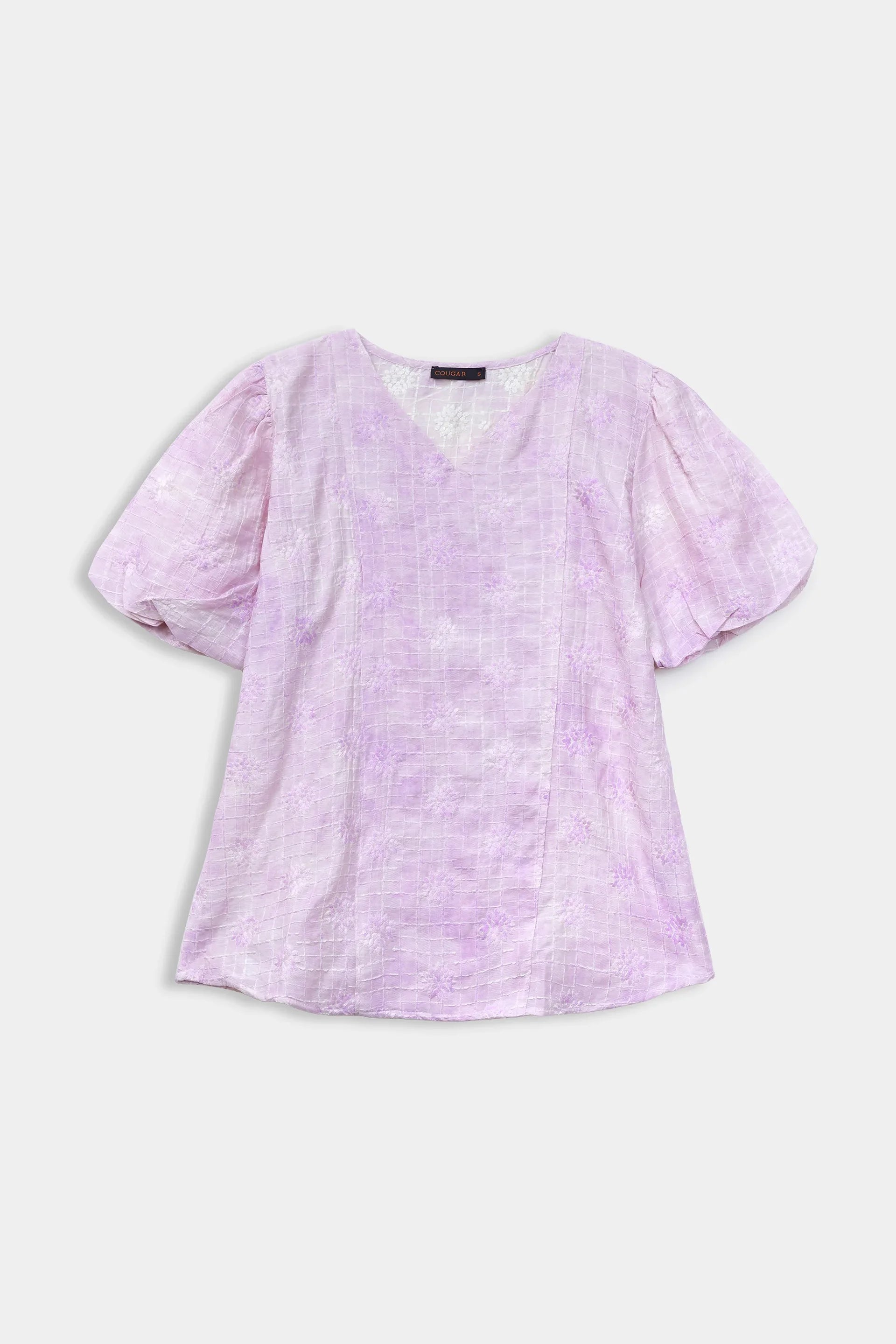 Embroidered Pull Sleeve Top - Cougar Clothing