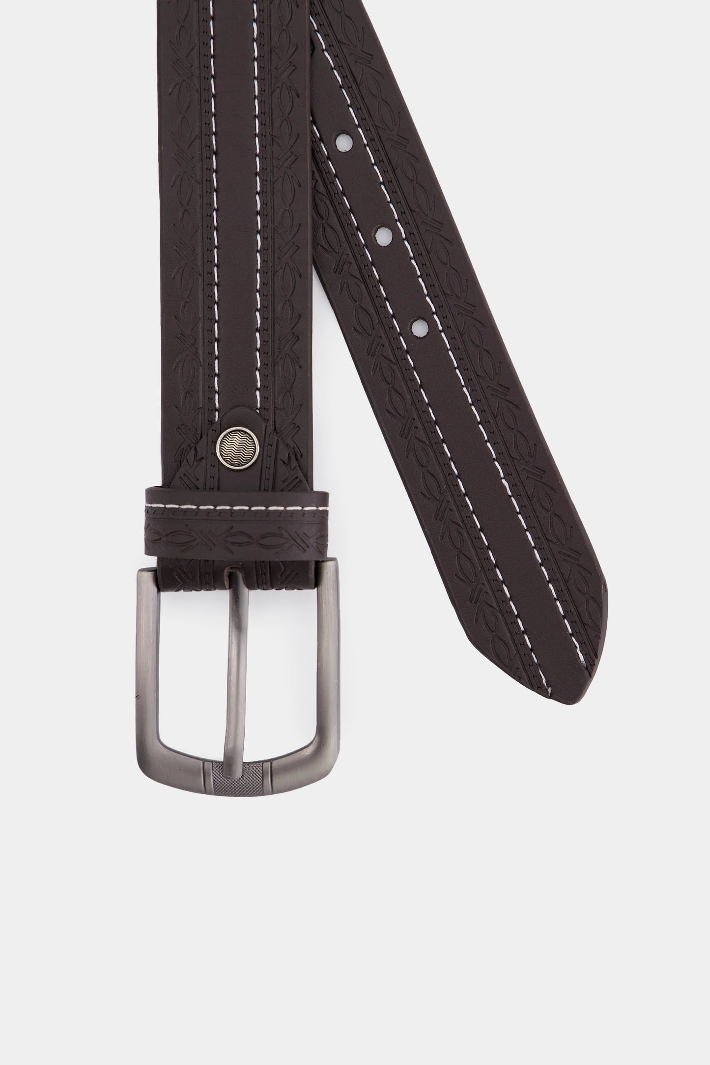 Leather Belt With Top Stitches - Cougar Clothing