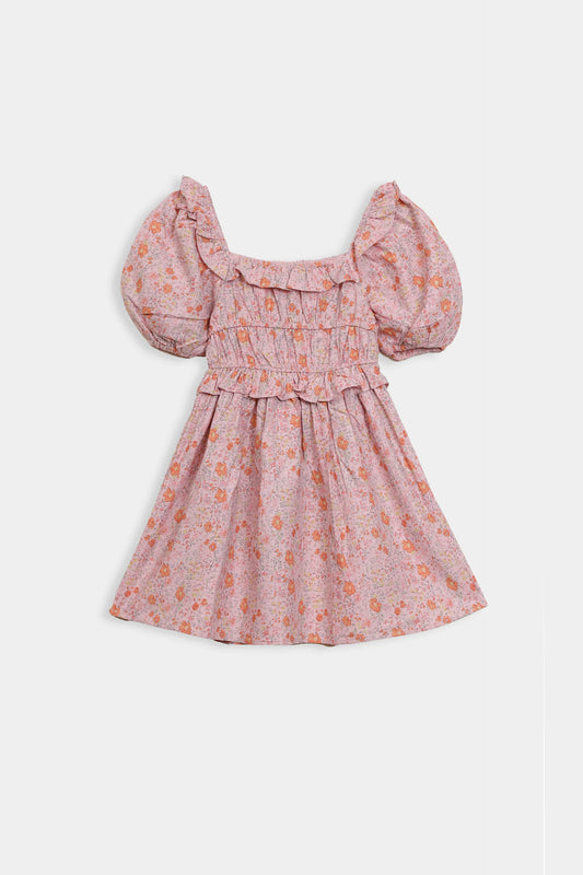 Printed Ruffle Dress - Cougar Clothing