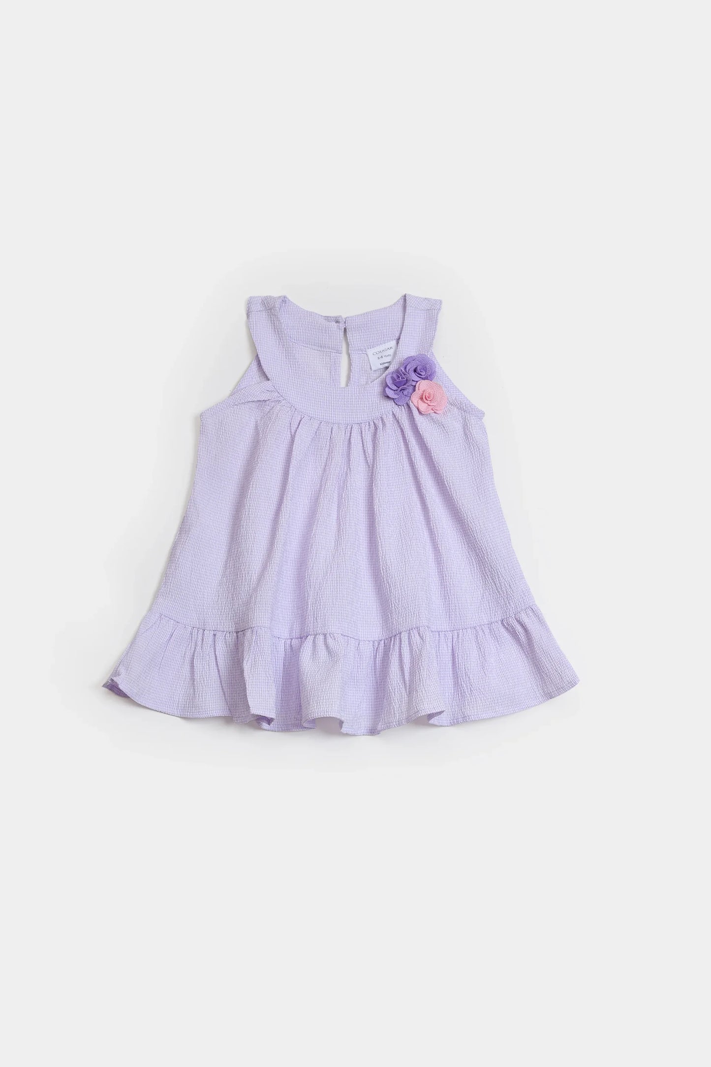 Textured Dress With Flowers - Cougar Clothing