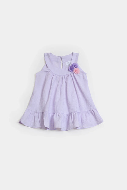Textured Dress With Flowers - Cougar Clothing