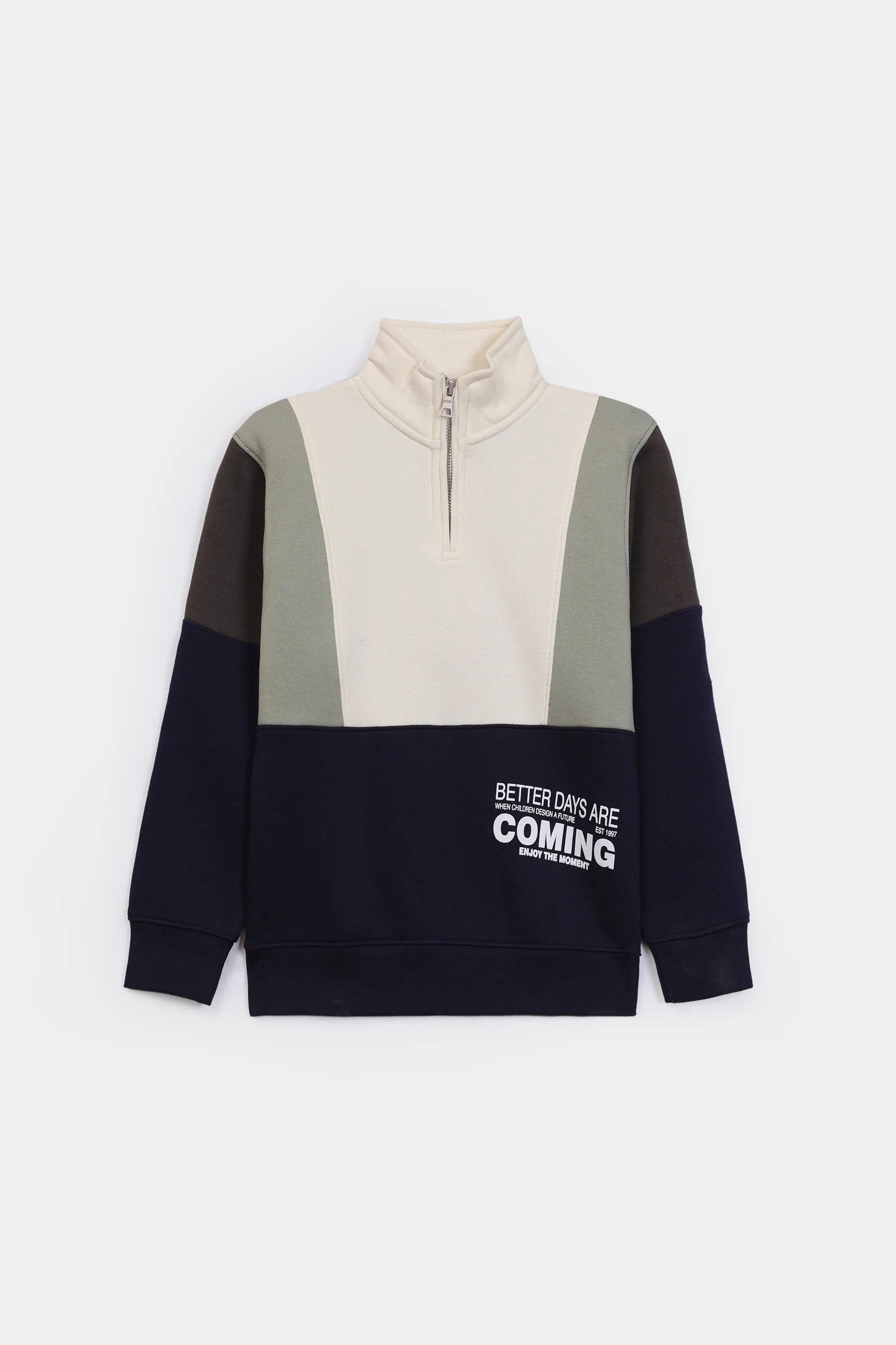 Mock Neck Color Block Sweatshirt - Cougar Clothing
