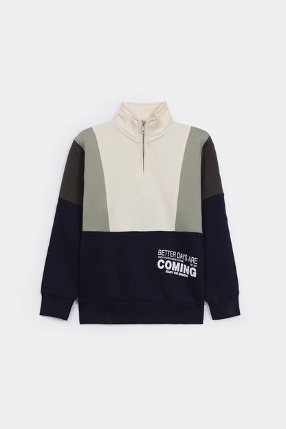 Mock Neck Color Block Sweatshirt - Cougar Clothing