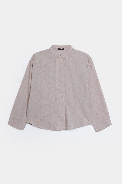 Textured Band Collar Top - Cougar Clothing