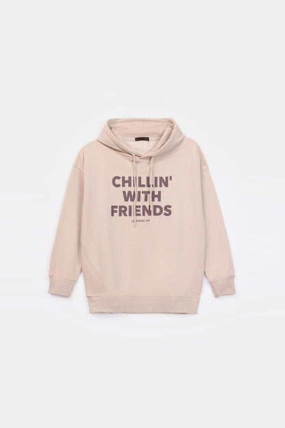 Text Print Terry Hoodie - Cougar Clothing