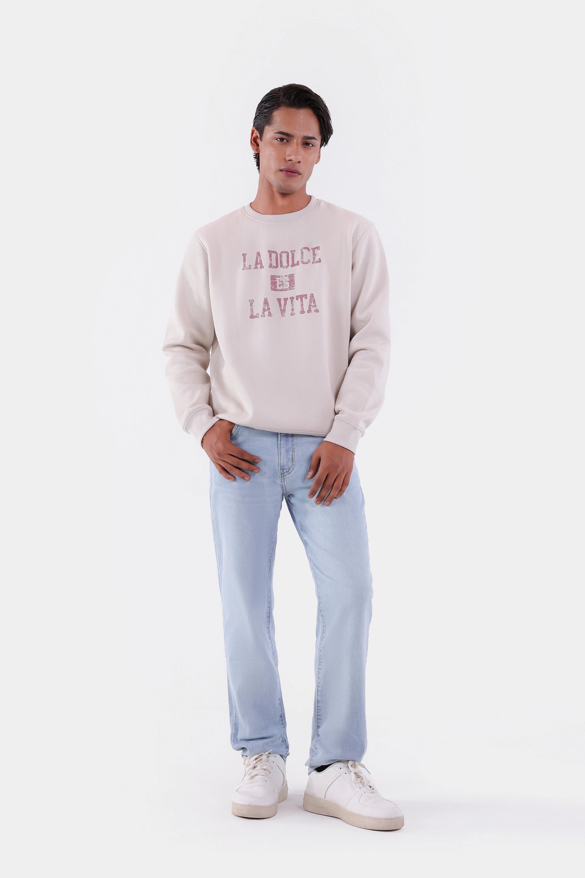 Text Print Fleece Sweatshirt - Cougar Clothing