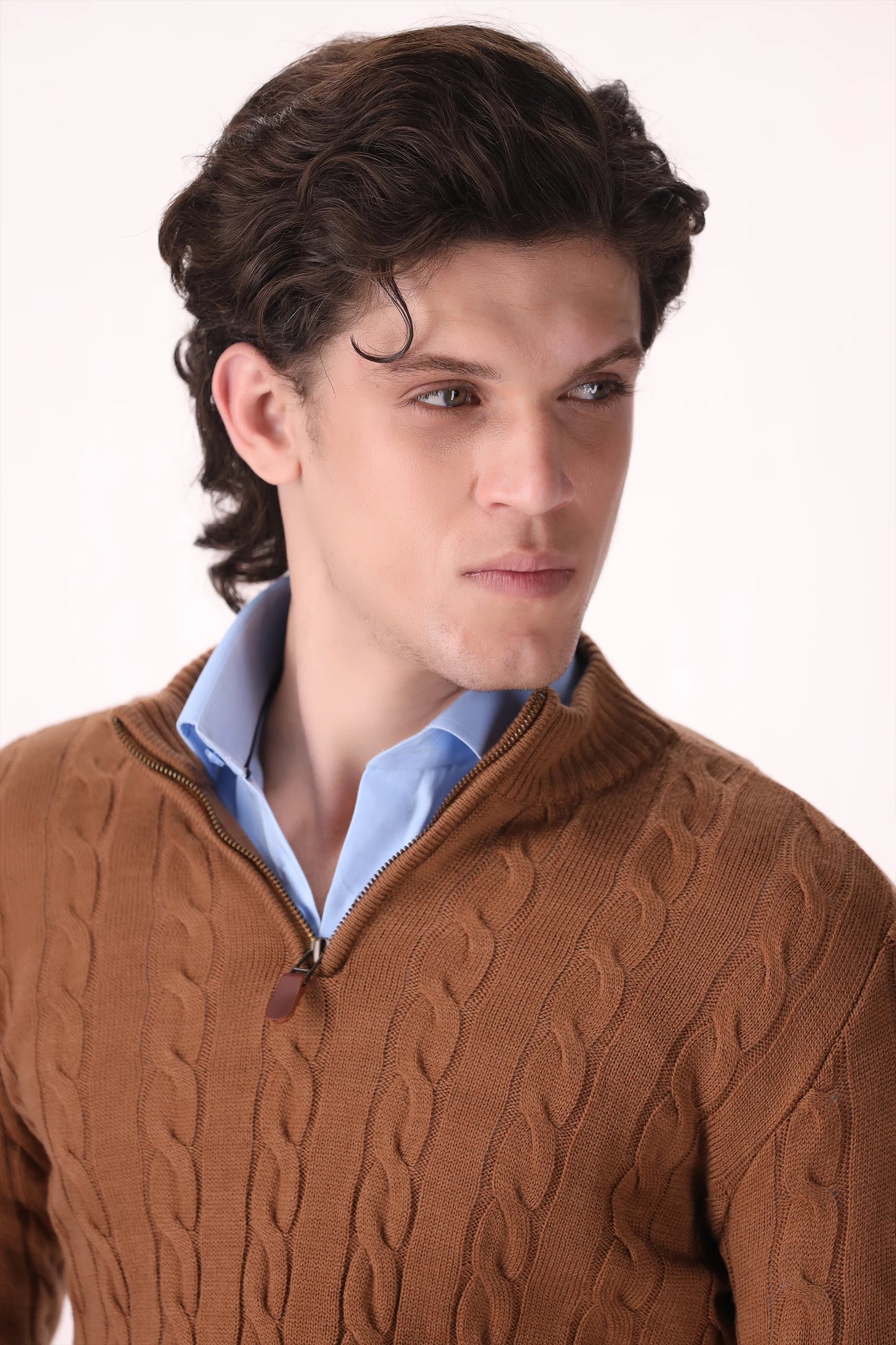 Cable Knit Quarter Zip Sweater - Cougar Clothing