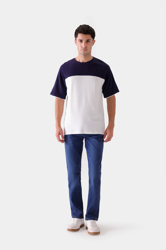 Relaxed Contrast Paneled T-Shirt - Cougar Clothing
