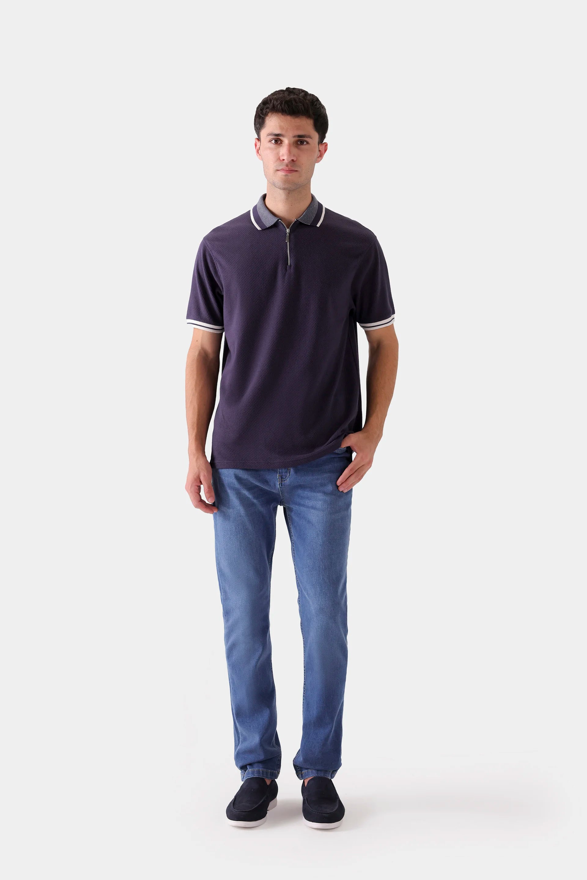 Quarter Zip Textured Polo - Cougar Clothing