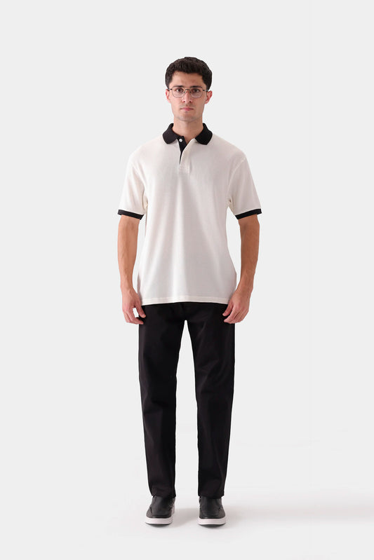 Contrast Textured Polo - Cougar Clothing