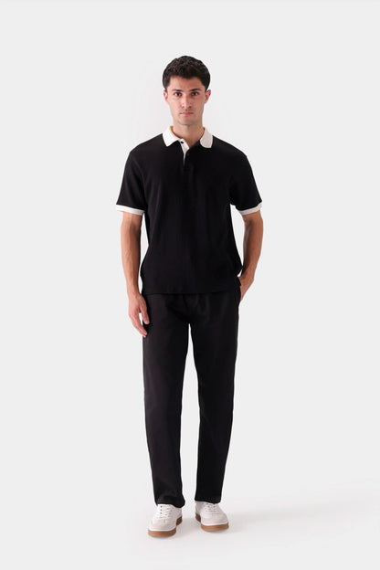 Contrast Textured Polo - Cougar Clothing